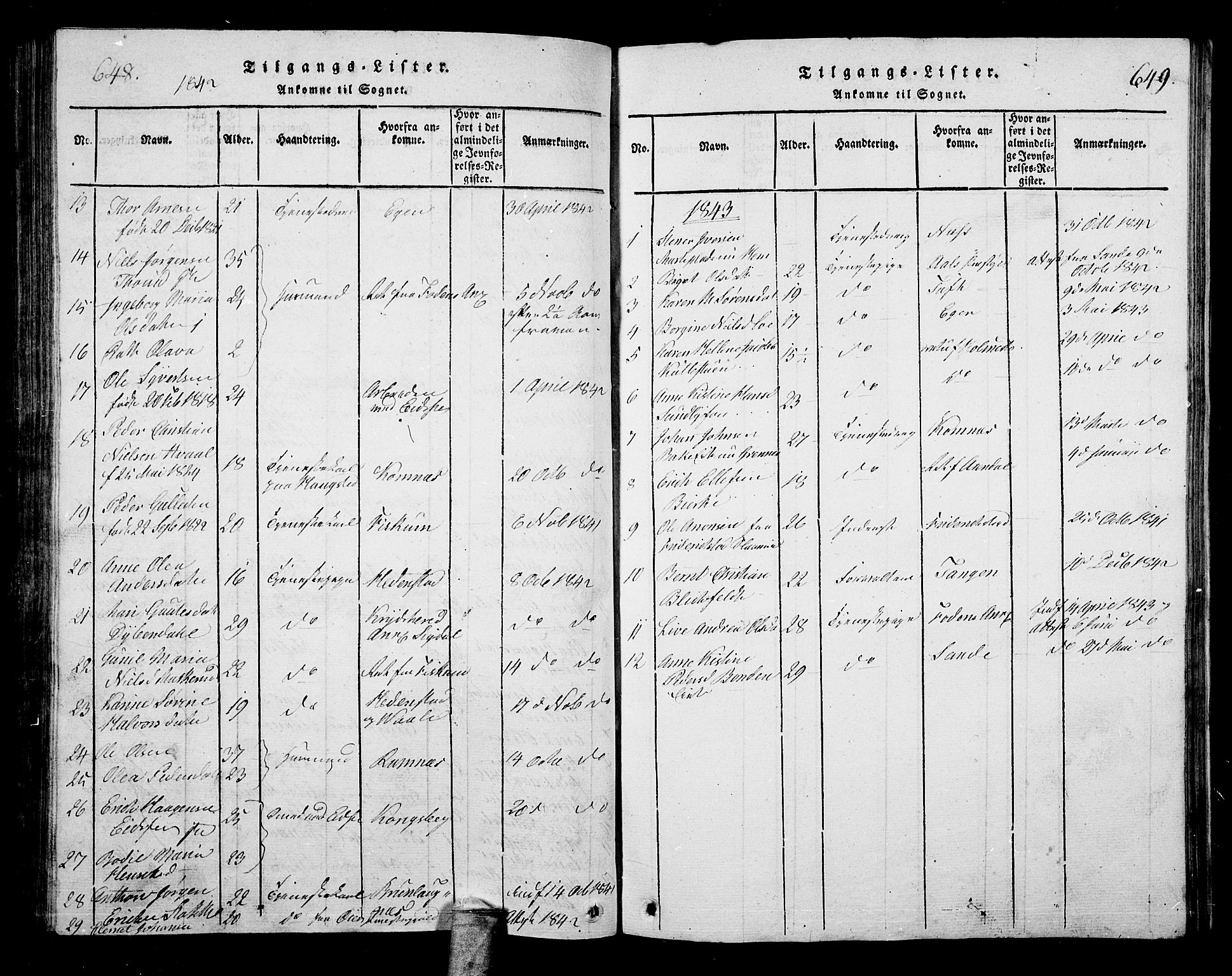 Hof kirkebøker, AV/SAKO-A-64/G/Ga/L0001: Parish register (copy) no. I 1, 1814-1844, p. 648-649