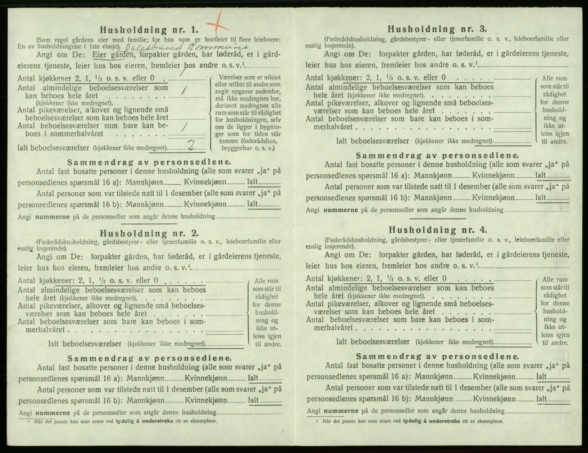 SAB, 1920 census for Valestrand, 1920, p. 164