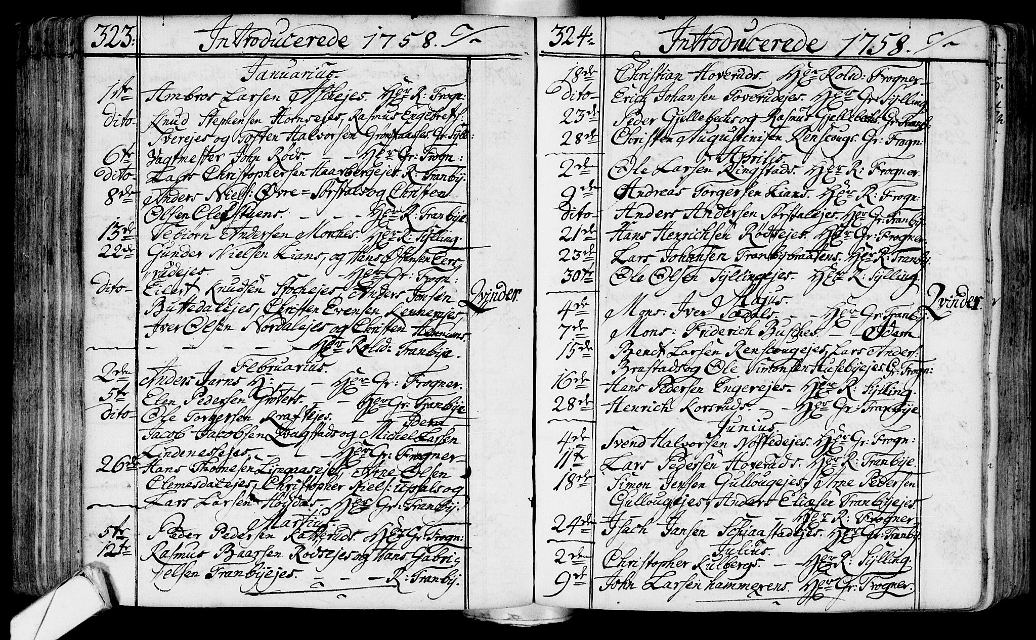 Lier kirkebøker, AV/SAKO-A-230/F/Fa/L0004: Parish register (official) no. I 4, 1749-1764, p. 323-324