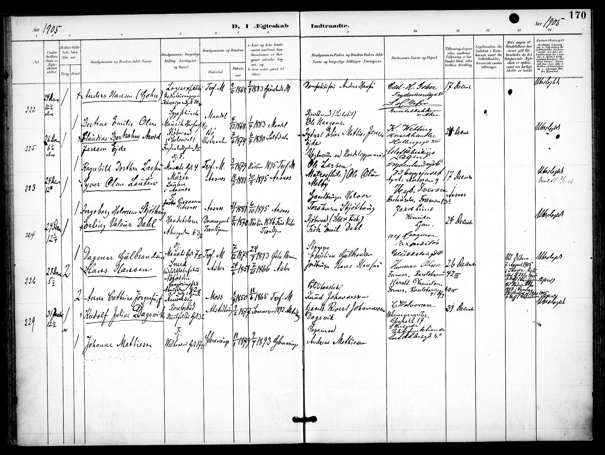 Trefoldighet prestekontor Kirkebøker, SAO/A-10882/F/Fc/L0005: Parish register (official) no. III 5, 1900-1908, p. 170