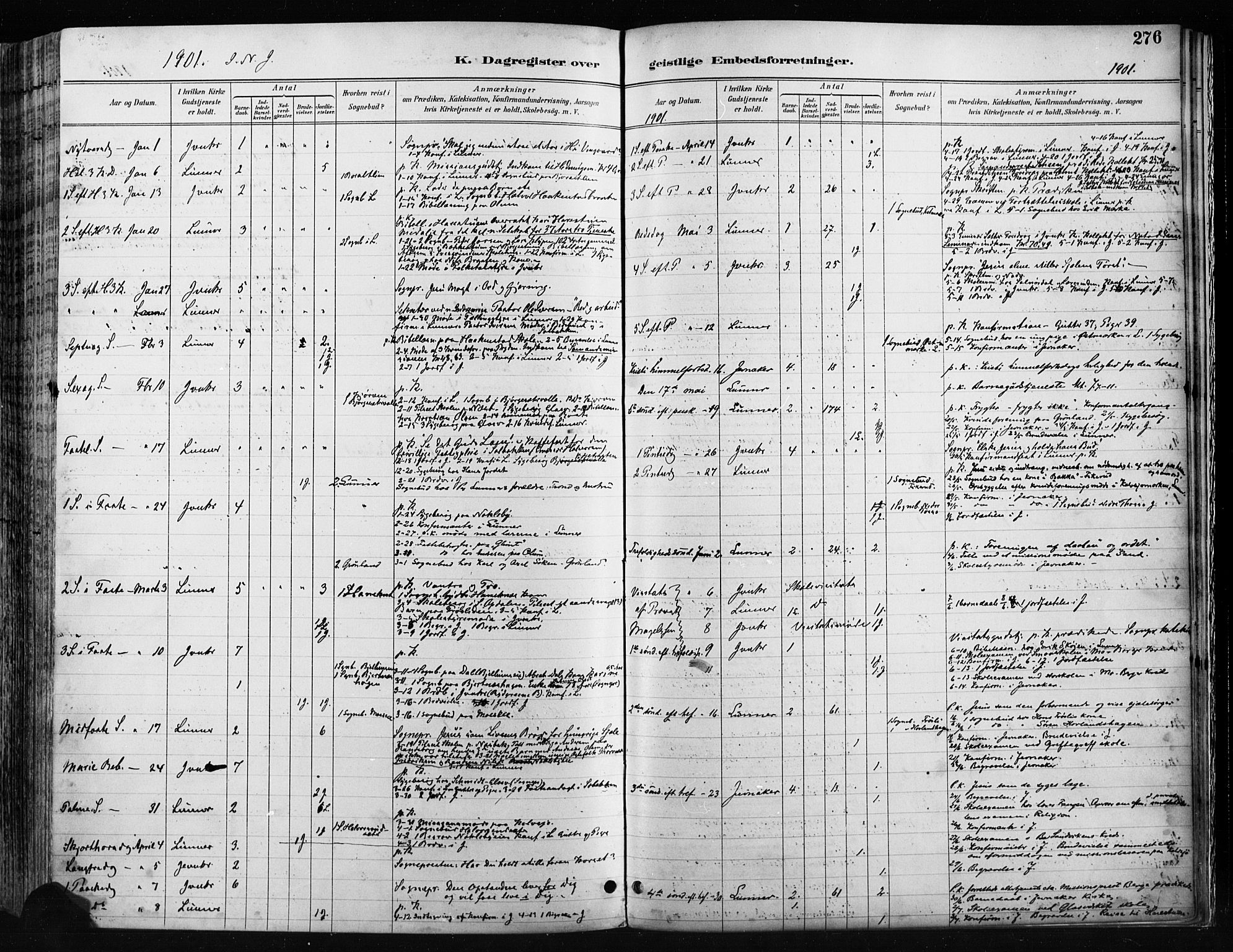 Jevnaker prestekontor, SAH/PREST-116/H/Ha/Haa/L0009: Parish register (official) no. 9, 1891-1901, p. 276