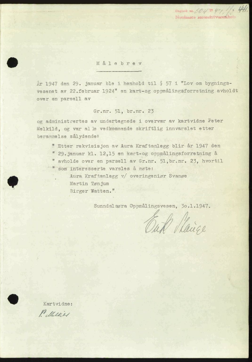 Nordmøre sorenskriveri, AV/SAT-A-4132/1/2/2Ca: Mortgage book no. A104, 1947-1947, Diary no: : 524/1947