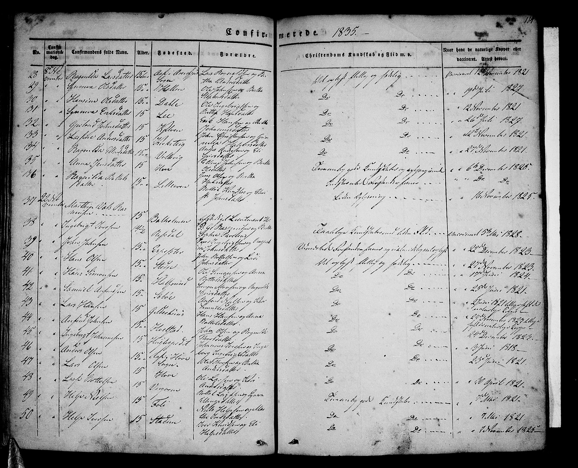 Vik sokneprestembete, SAB/A-81501: Parish register (official) no. A 7, 1831-1845, p. 114