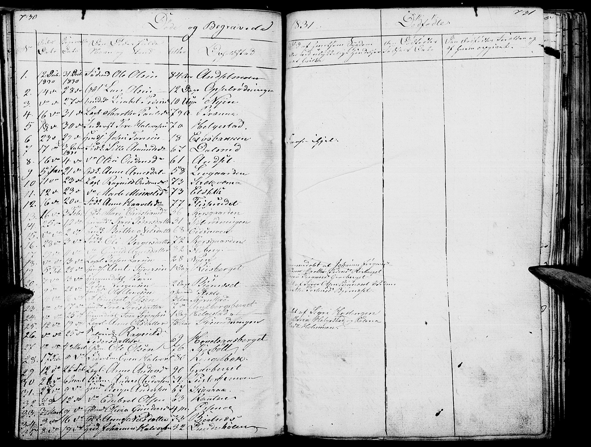 Hof prestekontor, AV/SAH-PREST-038/H/Ha/Haa/L0006: Parish register (official) no. 6, 1822-1841, p. 730-731