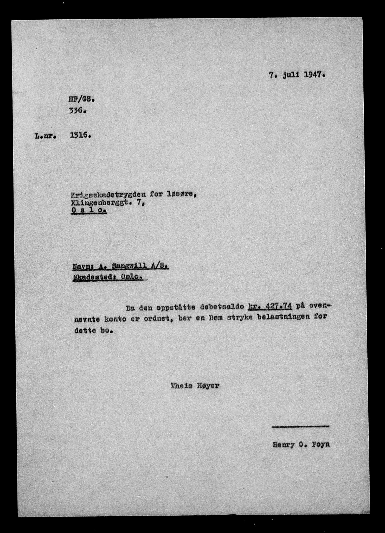 Justisdepartementet, Tilbakeføringskontoret for inndratte formuer, RA/S-1564/H/Hc/Hcc/L0977: --, 1945-1947, p. 16