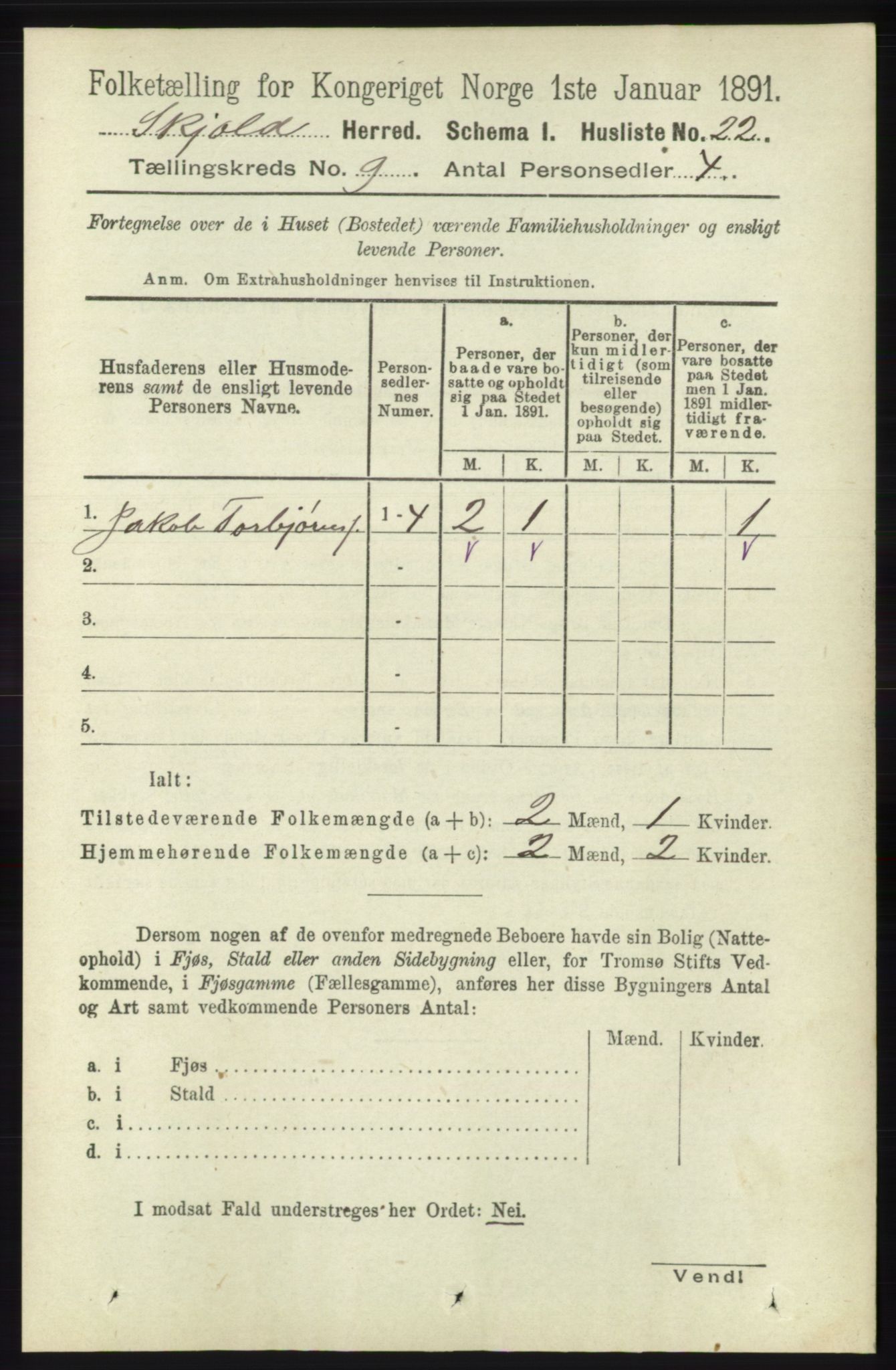 RA, 1891 census for 1154 Skjold, 1891, p. 1768