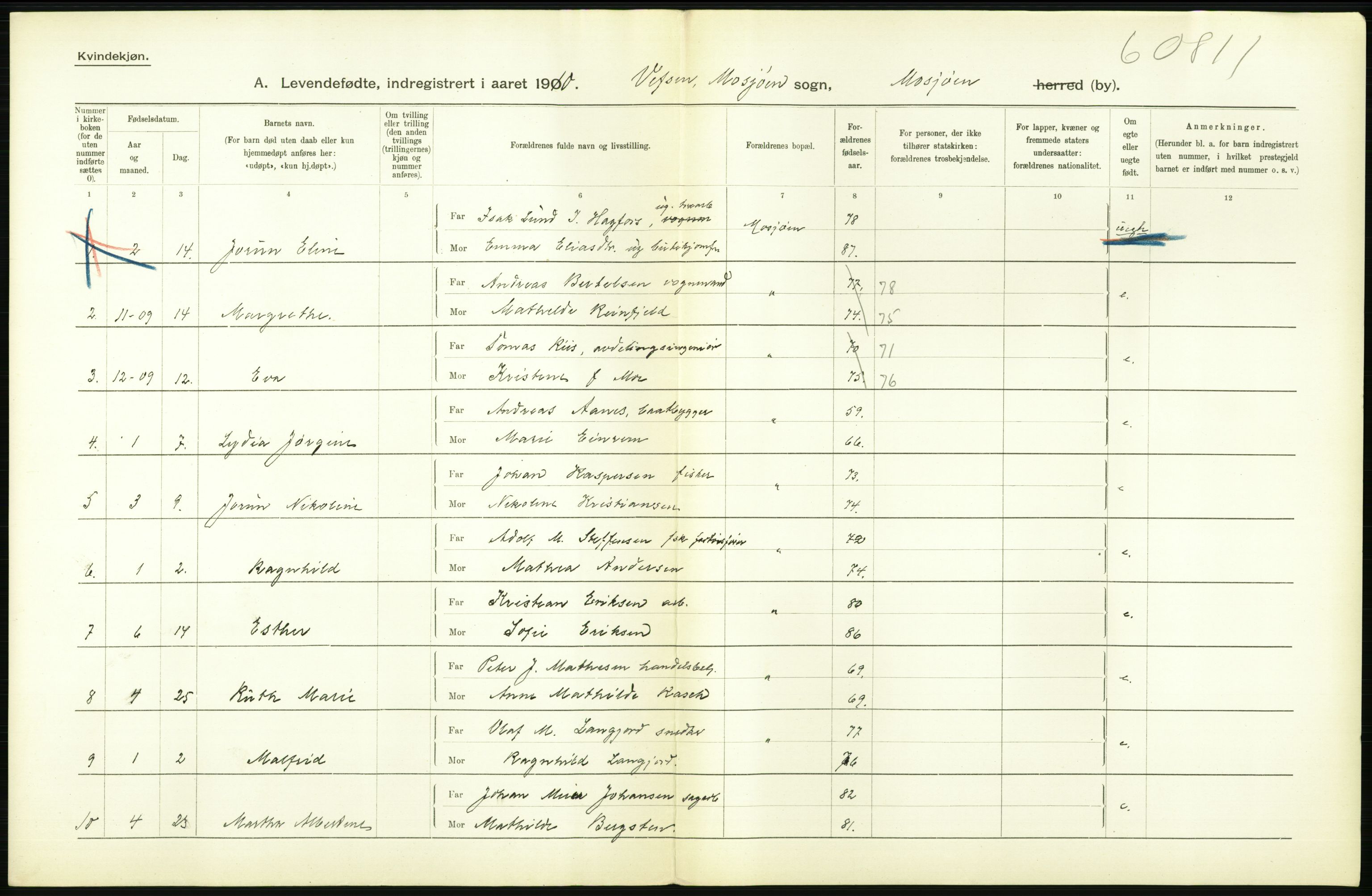 Statistisk sentralbyrå, Sosiodemografiske emner, Befolkning, AV/RA-S-2228/D/Df/Dfa/Dfah/L0041: Nordlands amt: Levendefødte menn og kvinner. Byer. Samt gifte. Bygder og byer., 1910, p. 390