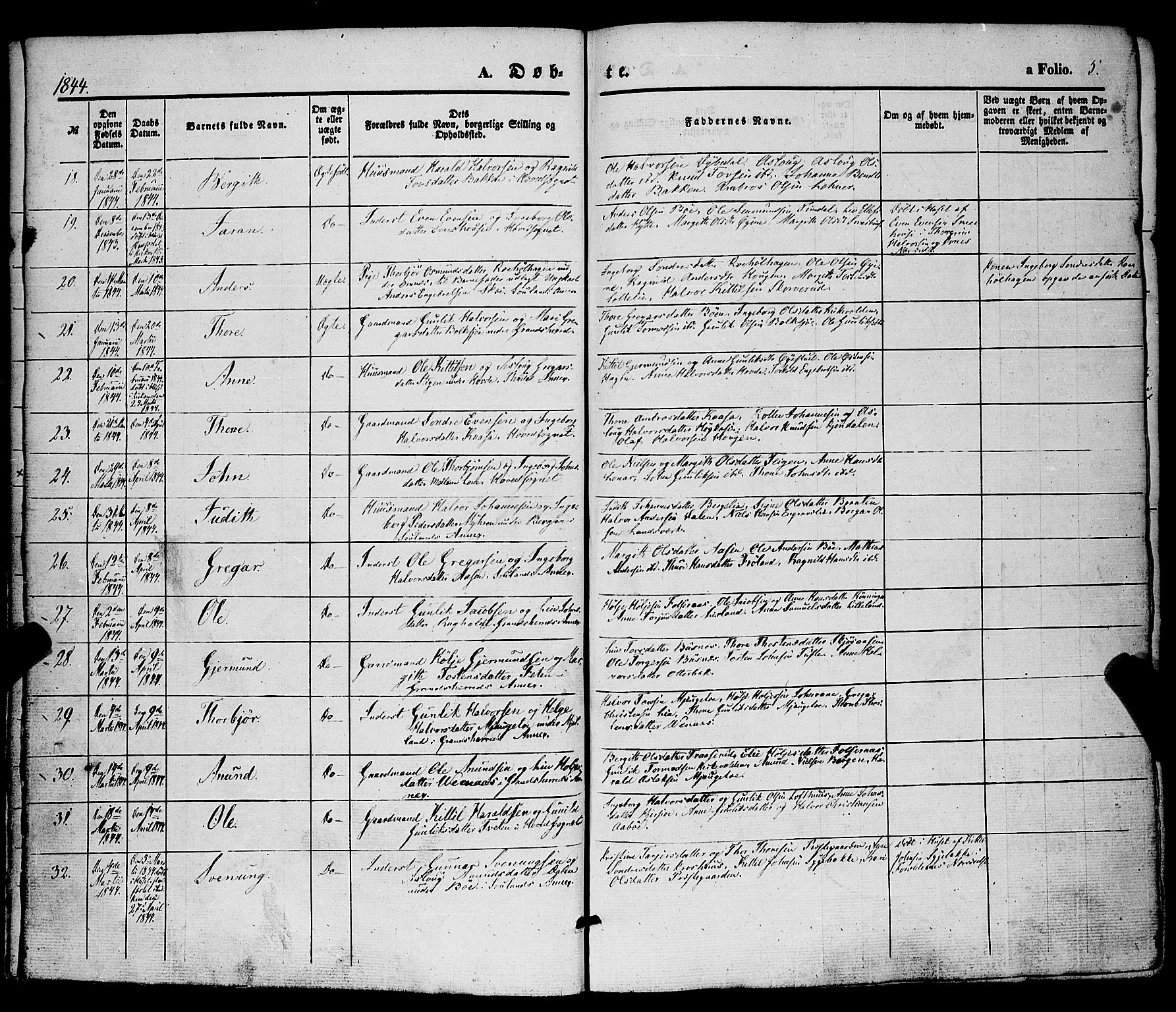 Hjartdal kirkebøker, SAKO/A-270/F/Fa/L0008: Parish register (official) no. I 8, 1844-1859, p. 5