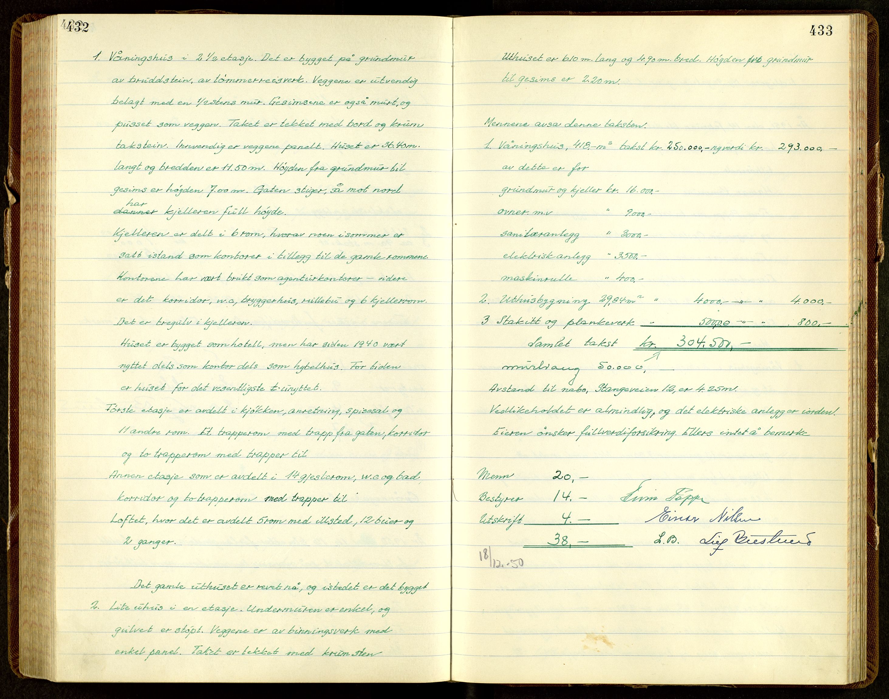 Norges Brannkasse, Hamar, AV/SAH-NBRANH-006/F/Fa/L0013: Branntakstprotokoll, 1948-1951, p. 432-433