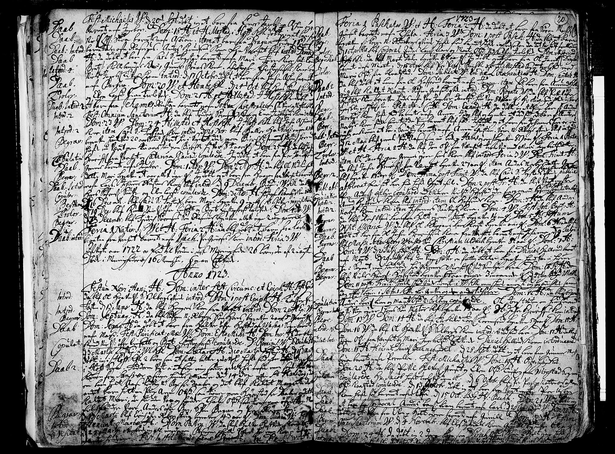 Hof kirkebøker, AV/SAKO-A-64/F/Fa/L0001: Parish register (official) no. I 1, 1704-1745, p. 20