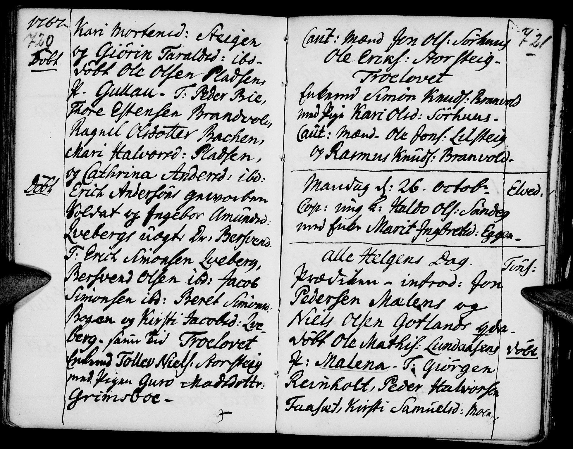 Tynset prestekontor, SAH/PREST-058/H/Ha/Haa/L0002: Parish register (official) no. 2, 1737-1767, p. 720-721