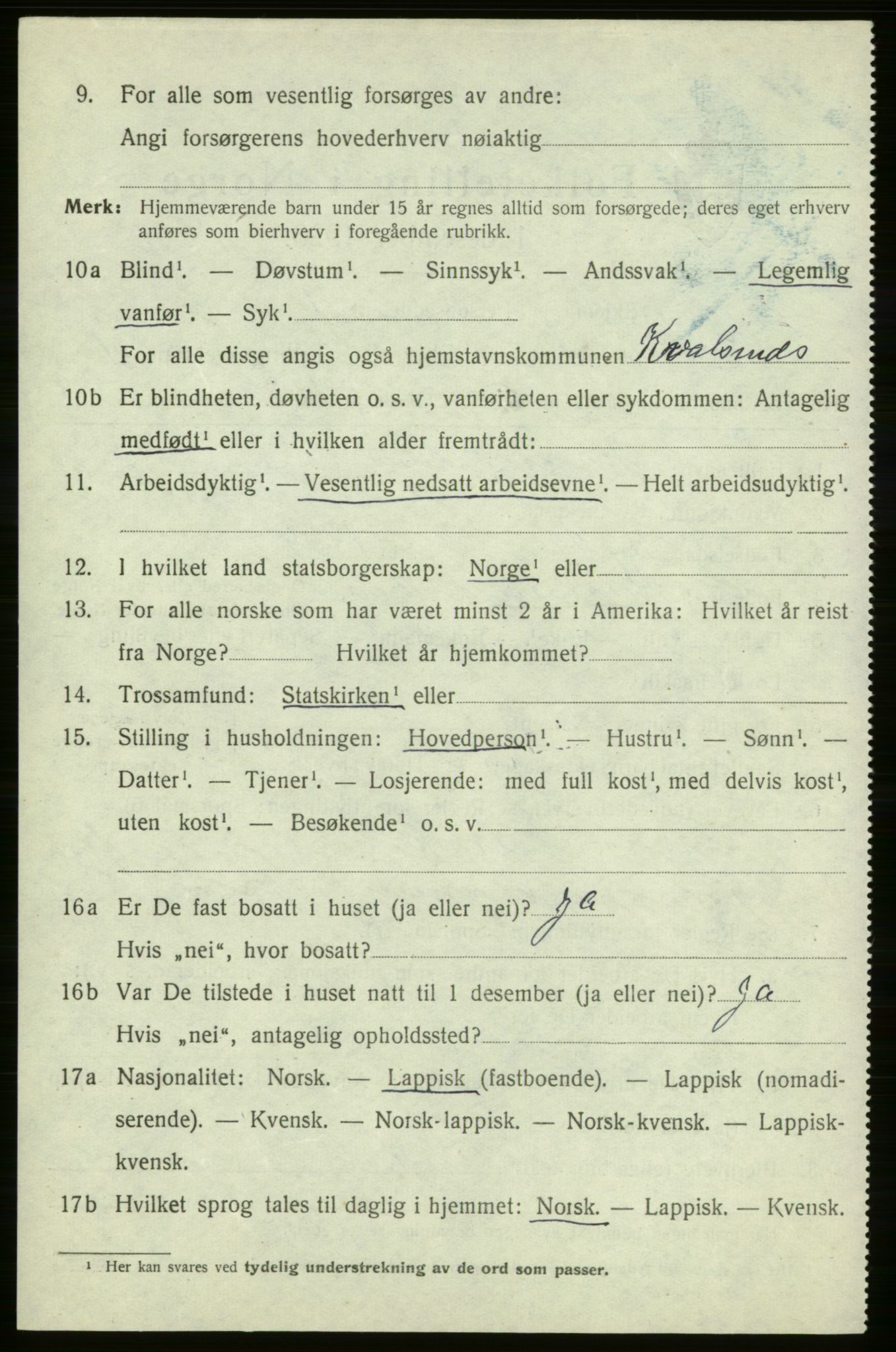 SATØ, 1920 census for , 1920, p. 515