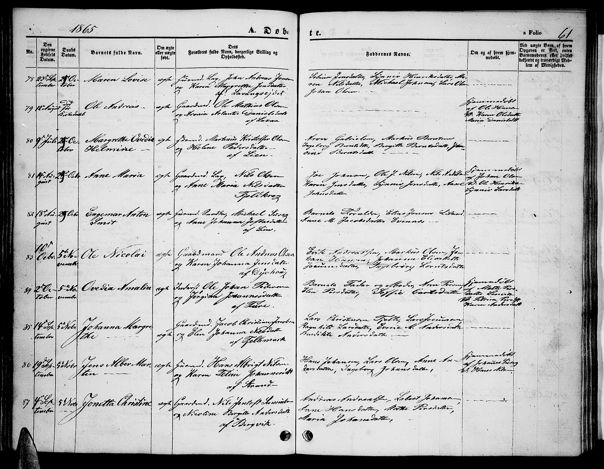 Ministerialprotokoller, klokkerbøker og fødselsregistre - Nordland, AV/SAT-A-1459/863/L0912: Parish register (copy) no. 863C02, 1858-1876, p. 61