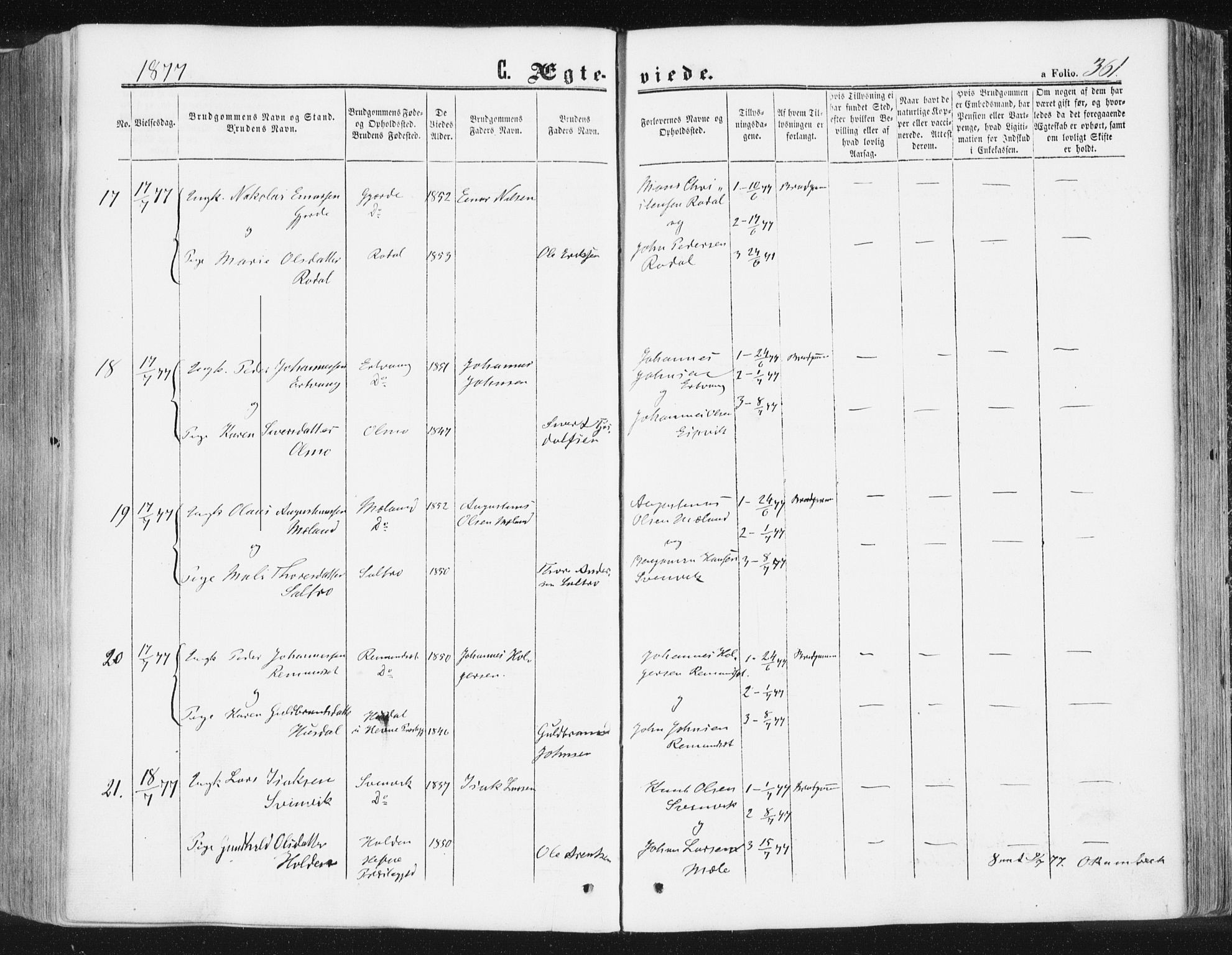 Ministerialprotokoller, klokkerbøker og fødselsregistre - Møre og Romsdal, AV/SAT-A-1454/578/L0905: Parish register (official) no. 578A04, 1859-1877, p. 361