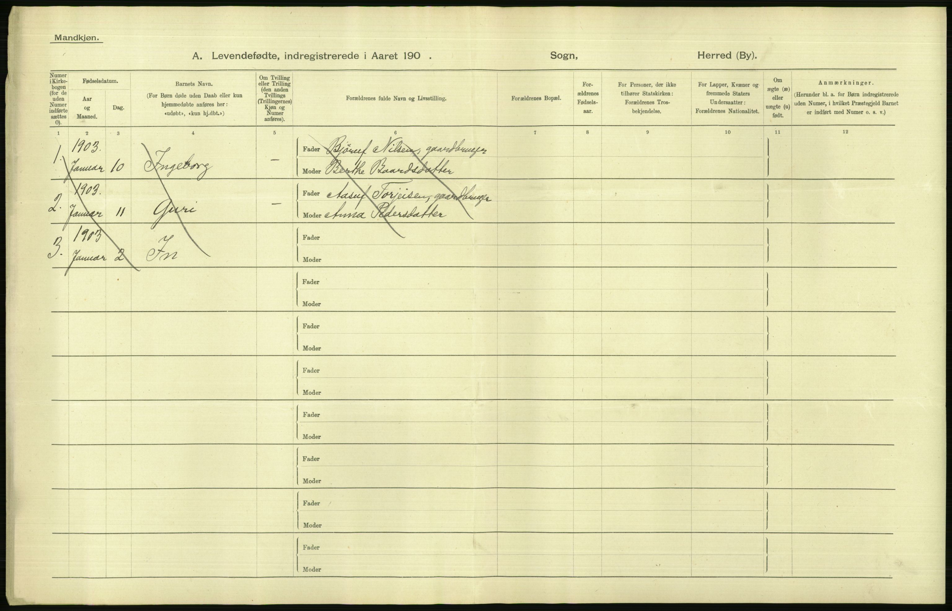 Statistisk sentralbyrå, Sosiodemografiske emner, Befolkning, AV/RA-S-2228/D/Df/Dfa/Dfaa/L0011: Lister og Mandal amt: Fødte, gifte, døde, 1903, p. 118