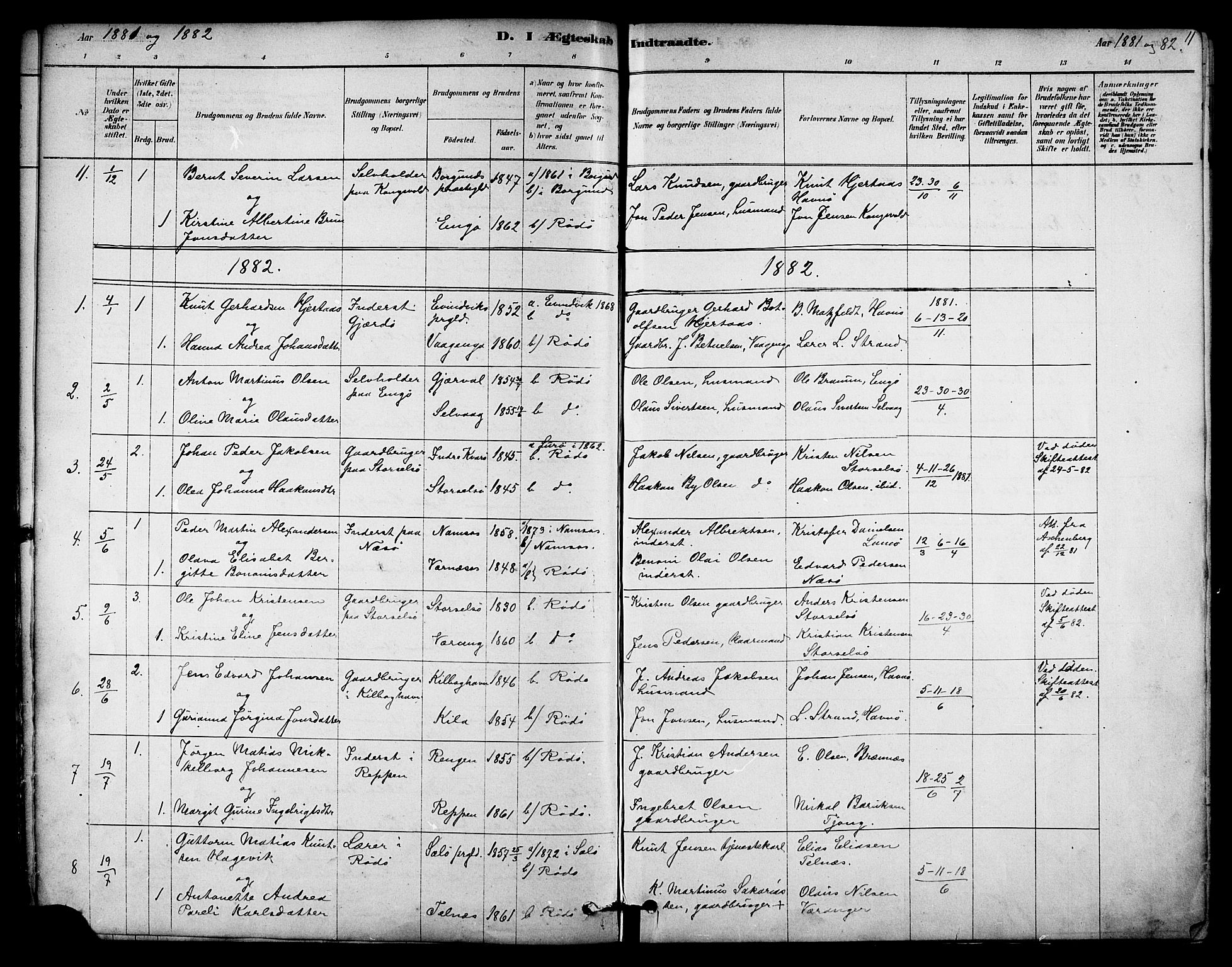 Ministerialprotokoller, klokkerbøker og fødselsregistre - Nordland, SAT/A-1459/841/L0609: Parish register (official) no. 841A13, 1878-1902, p. 11