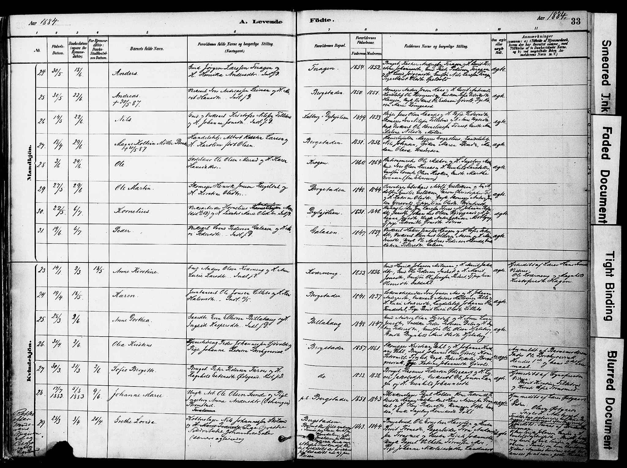 Ministerialprotokoller, klokkerbøker og fødselsregistre - Sør-Trøndelag, SAT/A-1456/681/L0933: Parish register (official) no. 681A11, 1879-1890, p. 33