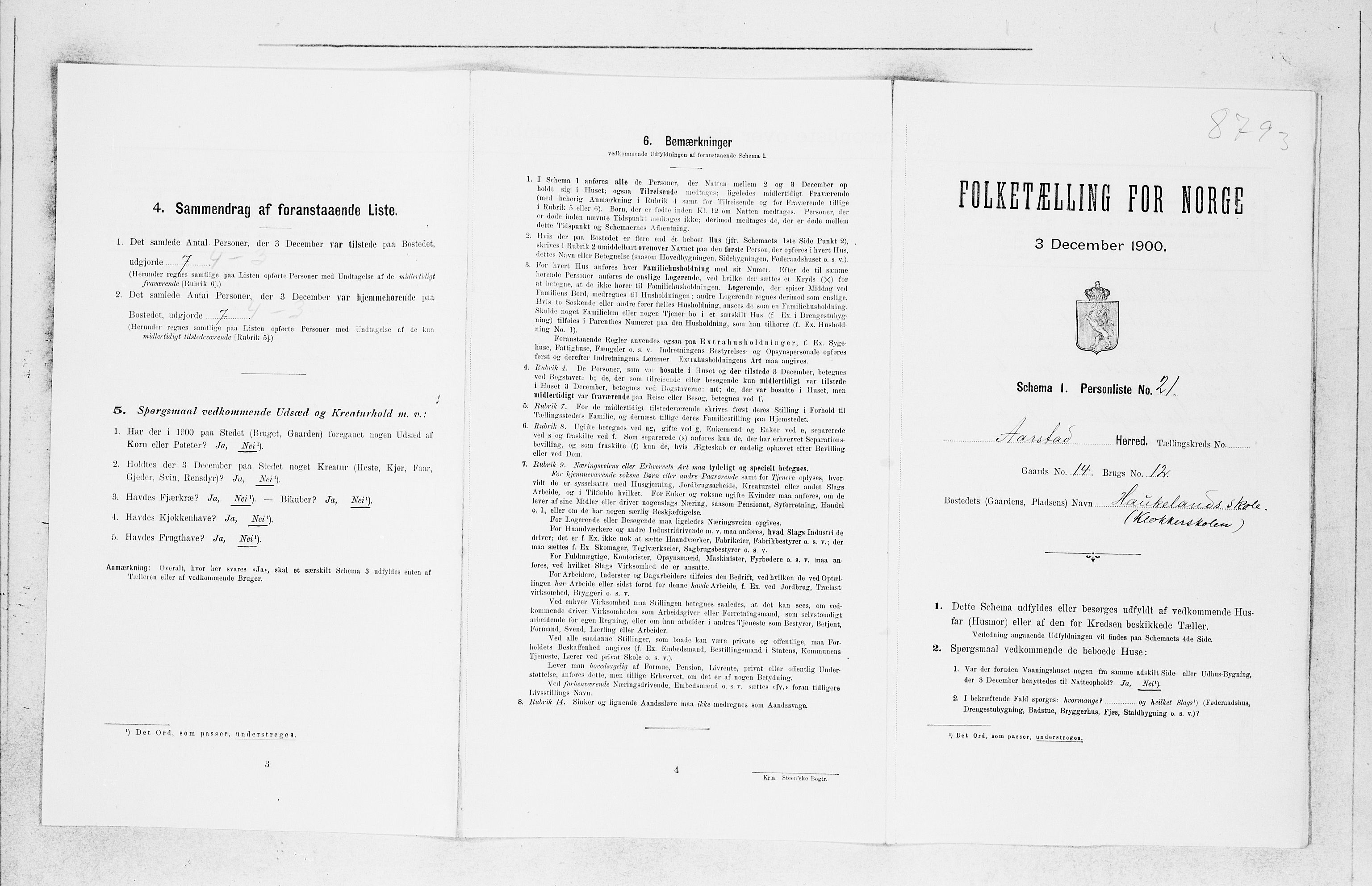 SAB, 1900 census for Årstad, 1900, p. 340