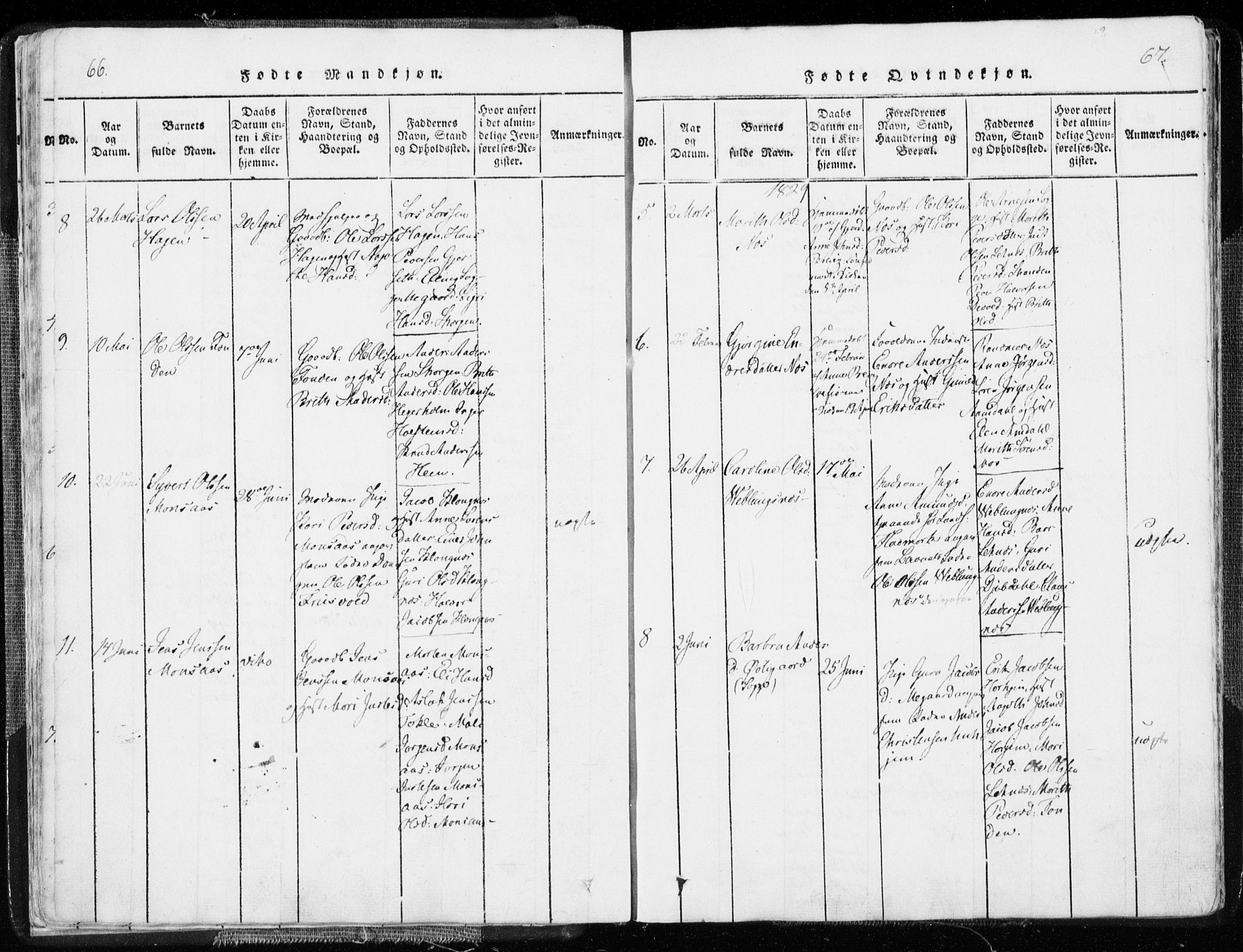 Ministerialprotokoller, klokkerbøker og fødselsregistre - Møre og Romsdal, AV/SAT-A-1454/544/L0571: Parish register (official) no. 544A04, 1818-1853, p. 66-67