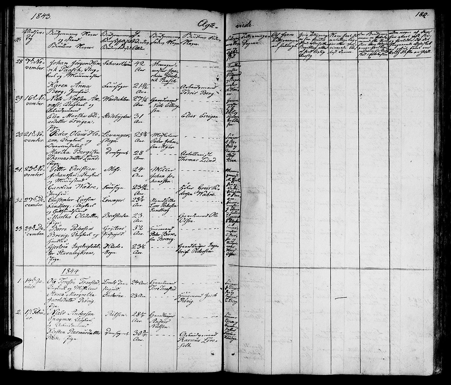 Ministerialprotokoller, klokkerbøker og fødselsregistre - Sør-Trøndelag, AV/SAT-A-1456/602/L0136: Parish register (copy) no. 602C04, 1833-1845, p. 180