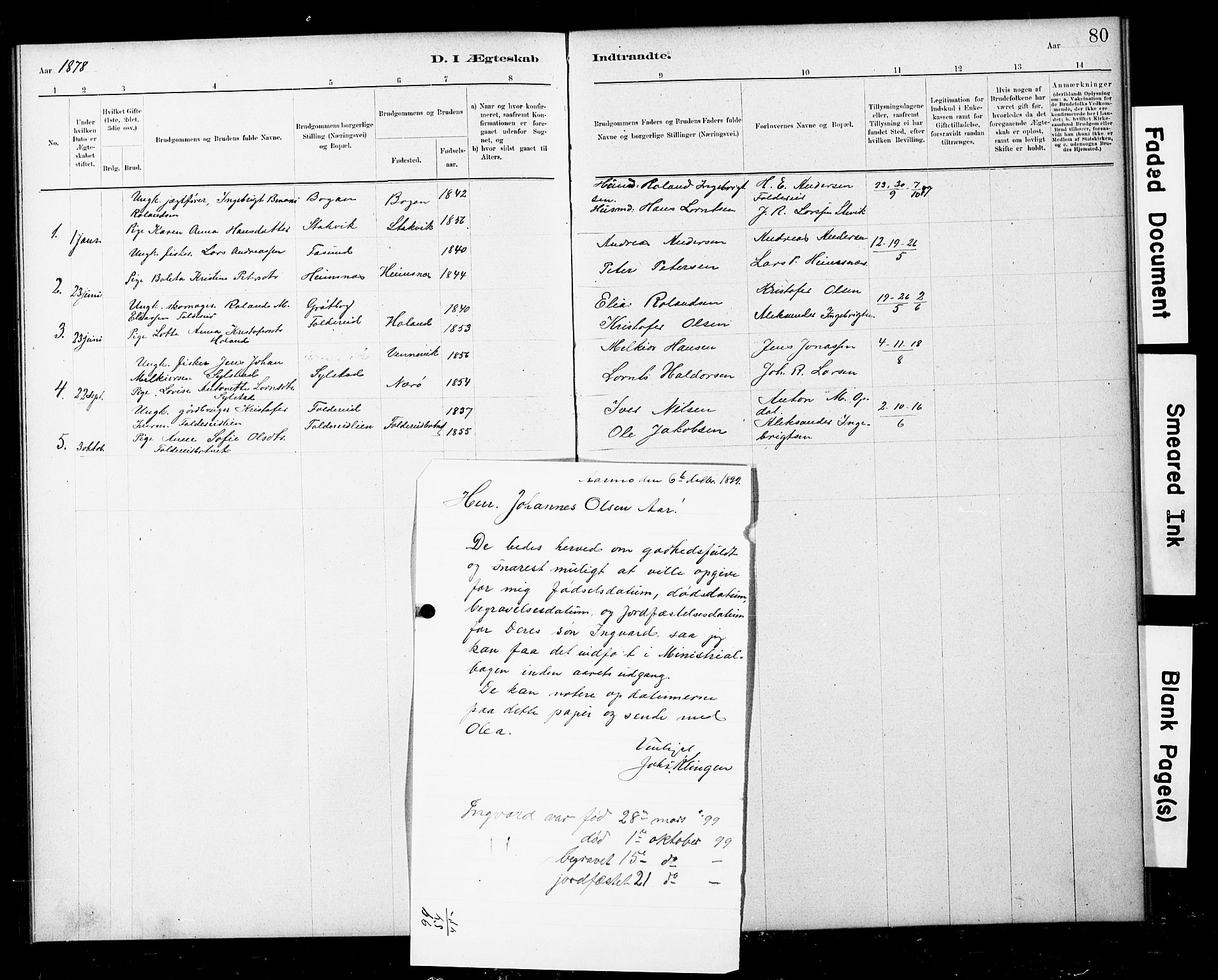 Ministerialprotokoller, klokkerbøker og fødselsregistre - Nord-Trøndelag, SAT/A-1458/783/L0661: Parish register (copy) no. 783C01, 1878-1893, p. 80