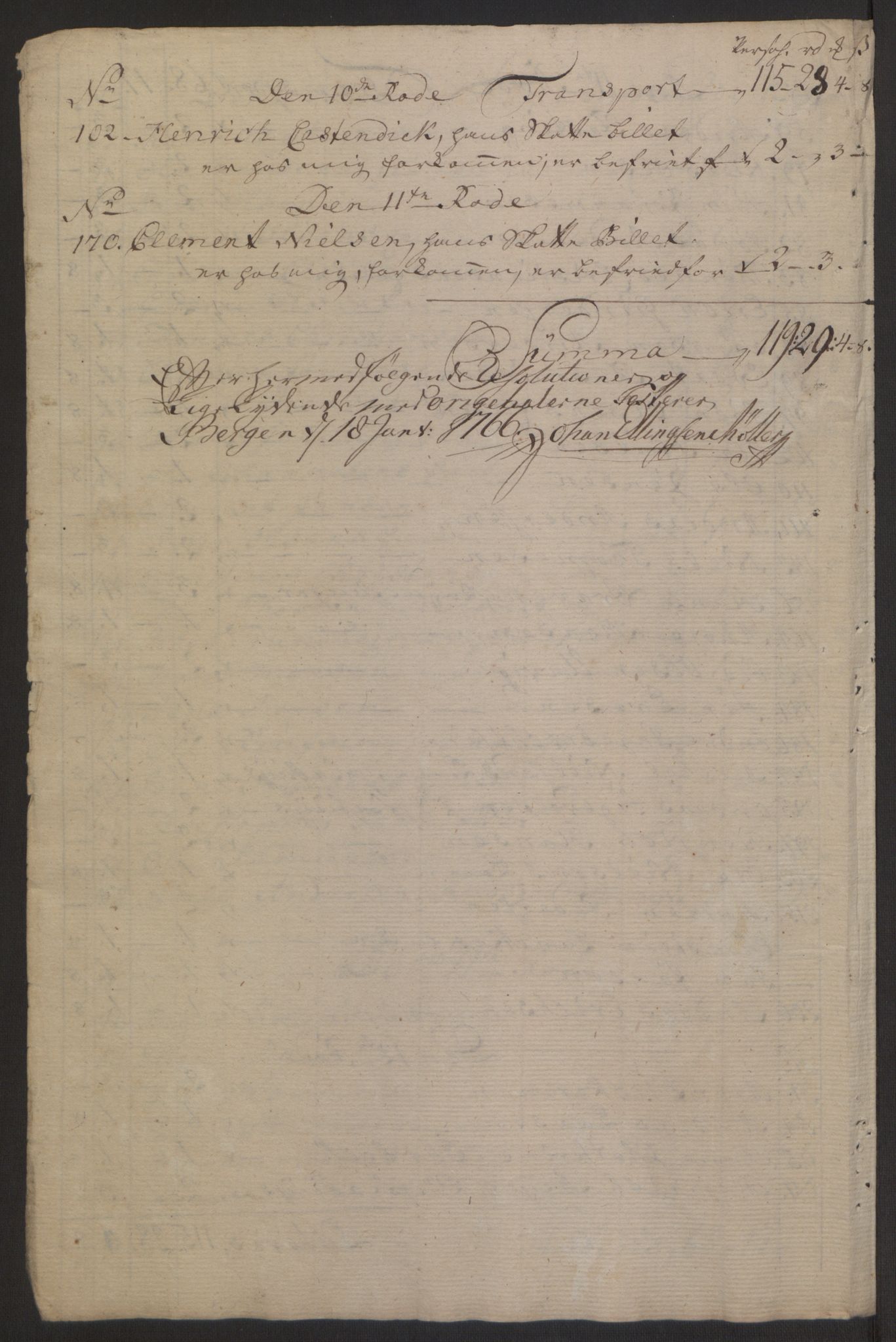 Rentekammeret inntil 1814, Reviderte regnskaper, Byregnskaper, AV/RA-EA-4066/R/Rp/L0367/0001: [P21] Kontribusjonsregnskap / Ekstraskatt, 1764, p. 287