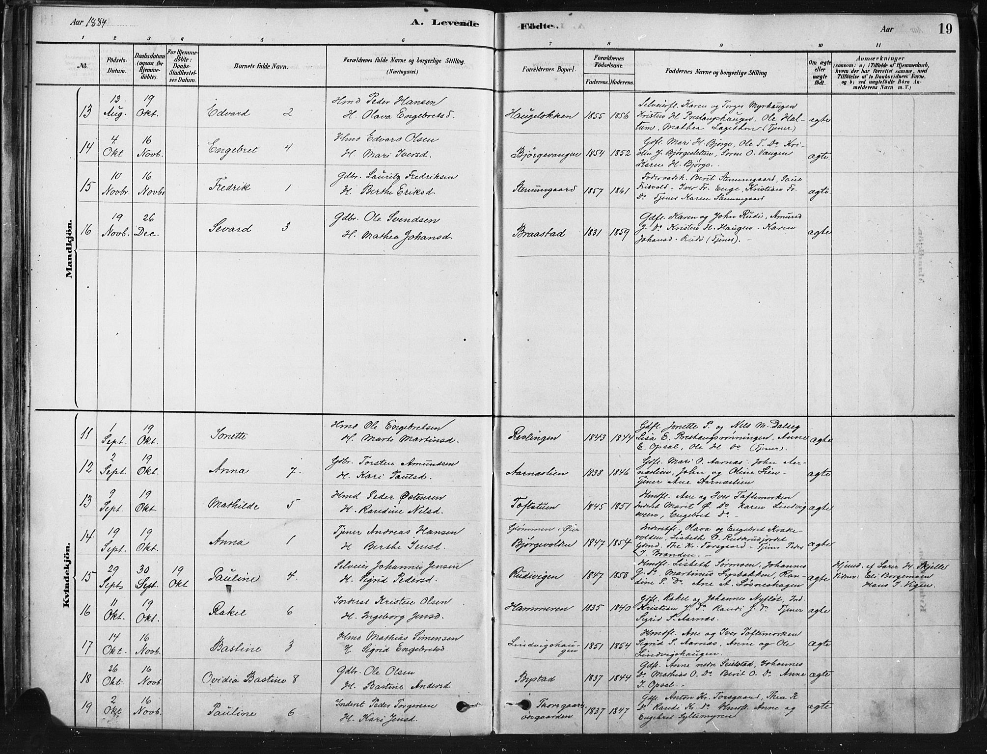 Ringebu prestekontor, SAH/PREST-082/H/Ha/Haa/L0009: Parish register (official) no. 9, 1878-1898, p. 19