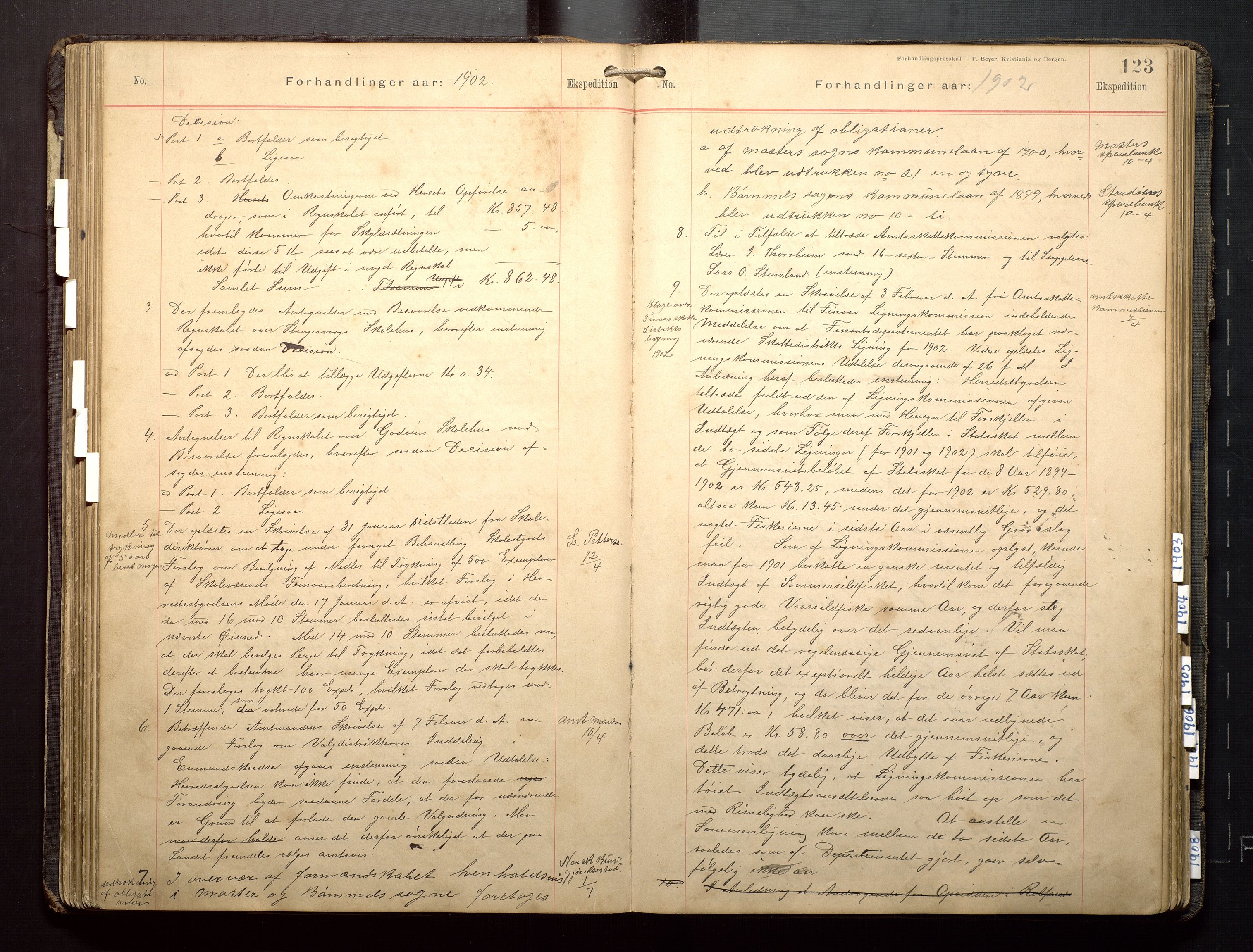 Finnaas kommune. Formannskapet, IKAH/1218a-021/A/Aa/L0003: Møtebok for formannskap, heradsstyre og soknestyre, 1896-1908, p. 123