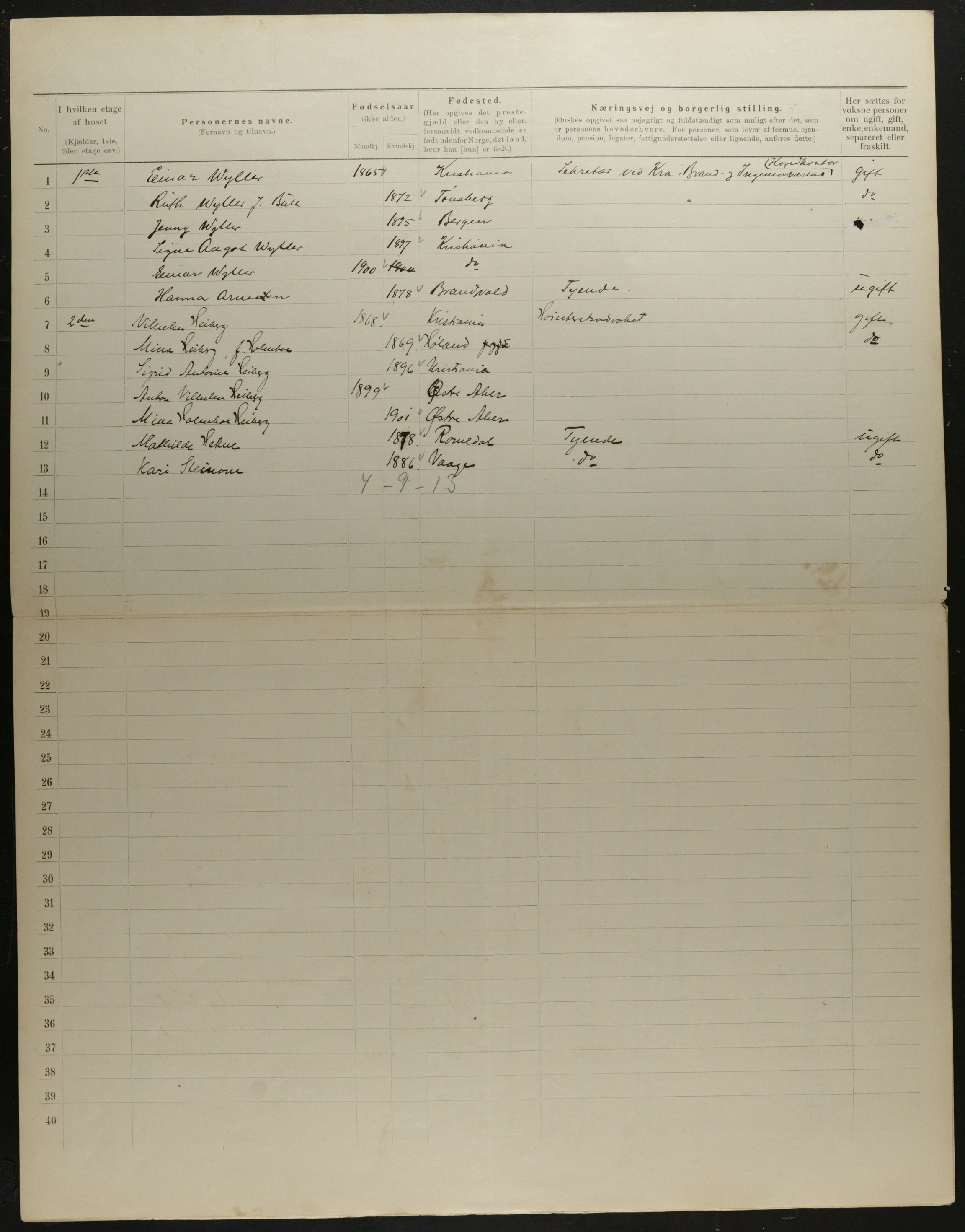 OBA, Municipal Census 1901 for Kristiania, 1901, p. 7918