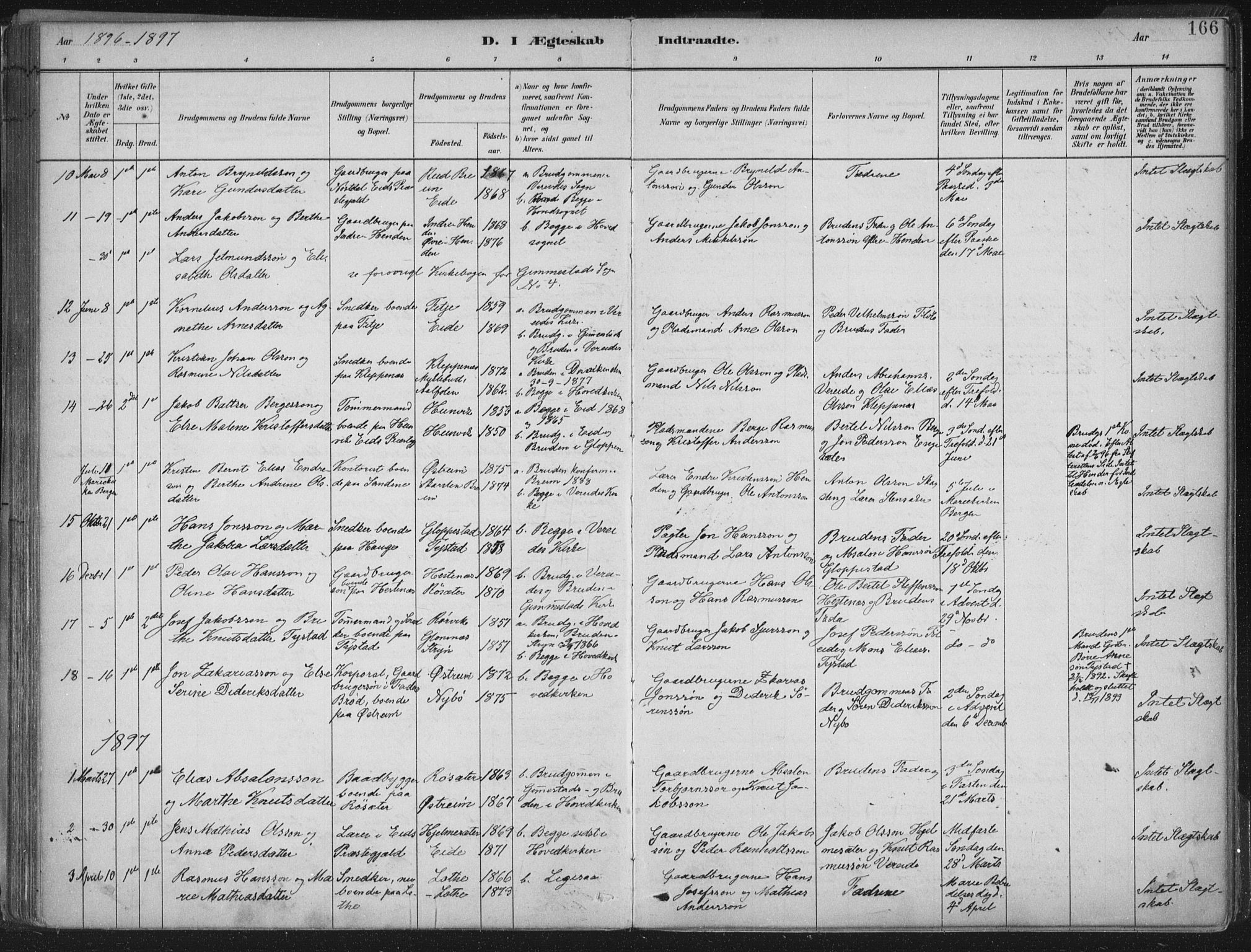 Gloppen sokneprestembete, AV/SAB-A-80101/H/Haa/Haab/L0001: Parish register (official) no. B  1, 1885-1905, p. 166