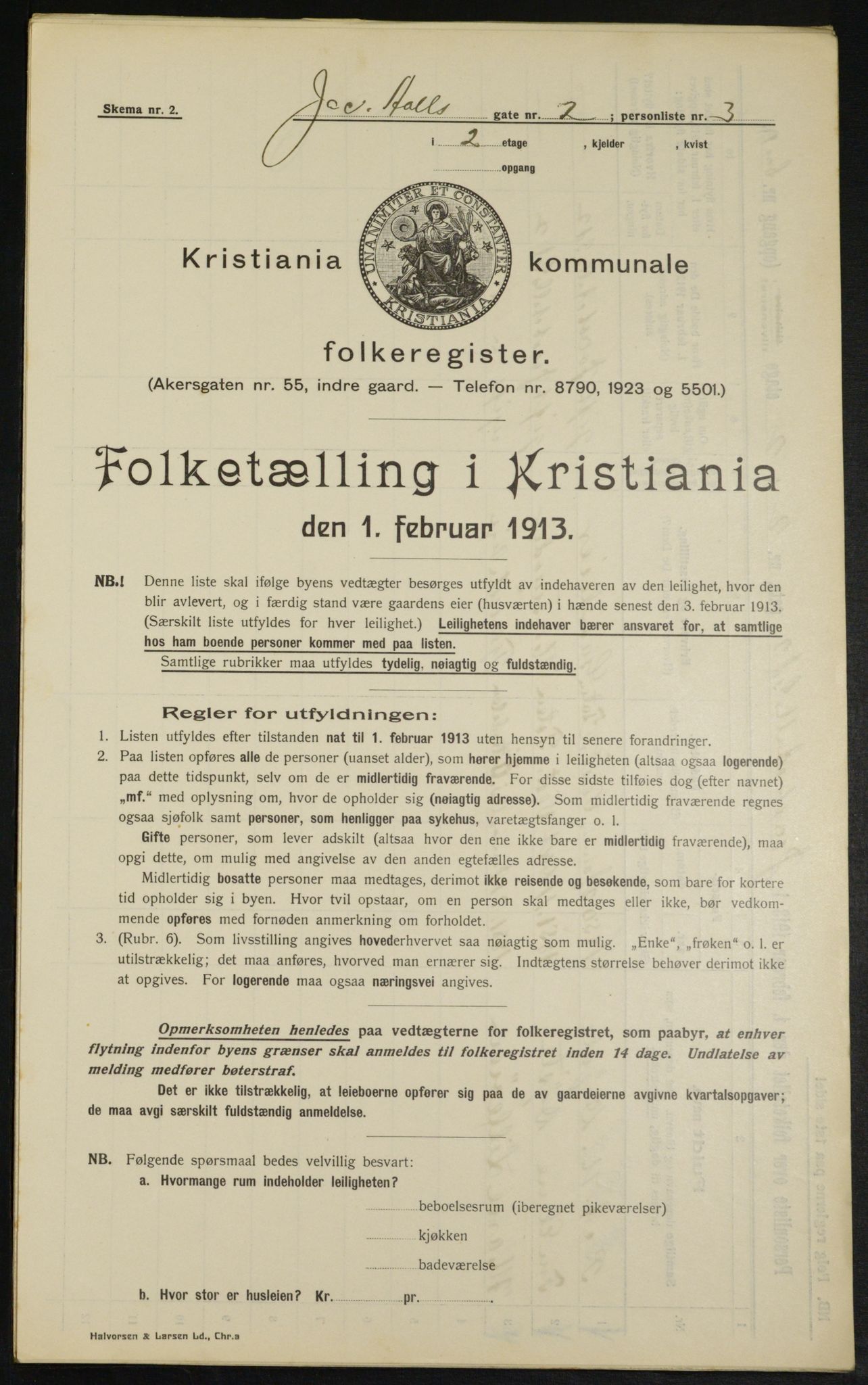 OBA, Municipal Census 1913 for Kristiania, 1913, p. 44515