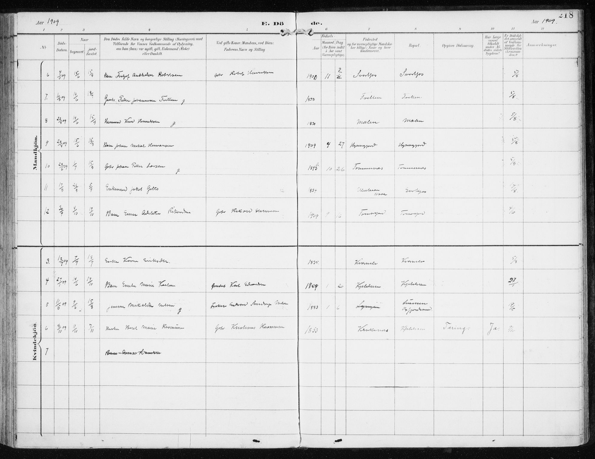 Skjervøy sokneprestkontor, AV/SATØ-S-1300/H/Ha/Haa/L0017kirke: Parish register (official) no. 17, 1895-1911, p. 218