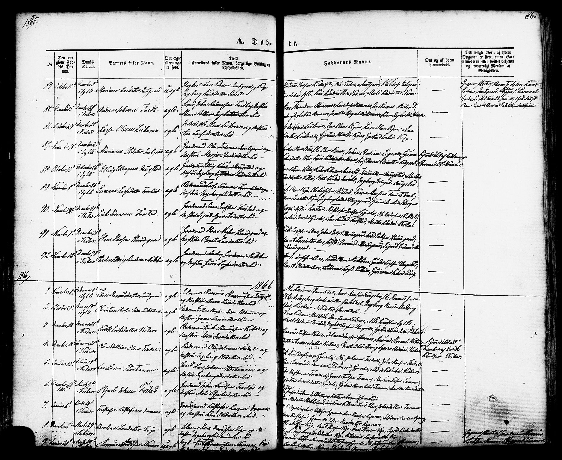 Ministerialprotokoller, klokkerbøker og fødselsregistre - Møre og Romsdal, SAT/A-1454/539/L0529: Parish register (official) no. 539A02, 1848-1872, p. 86