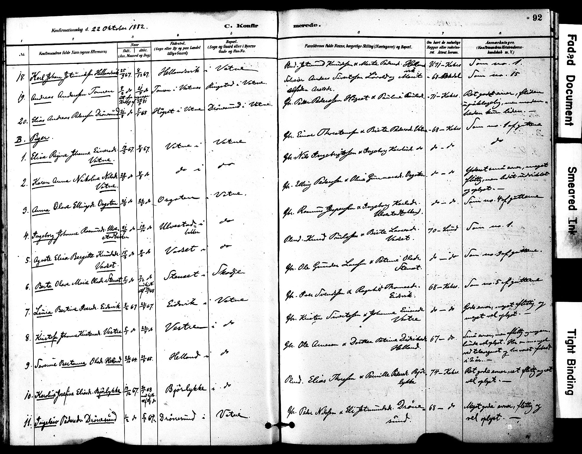 Ministerialprotokoller, klokkerbøker og fødselsregistre - Møre og Romsdal, SAT/A-1454/525/L0374: Parish register (official) no. 525A04, 1880-1899, p. 92