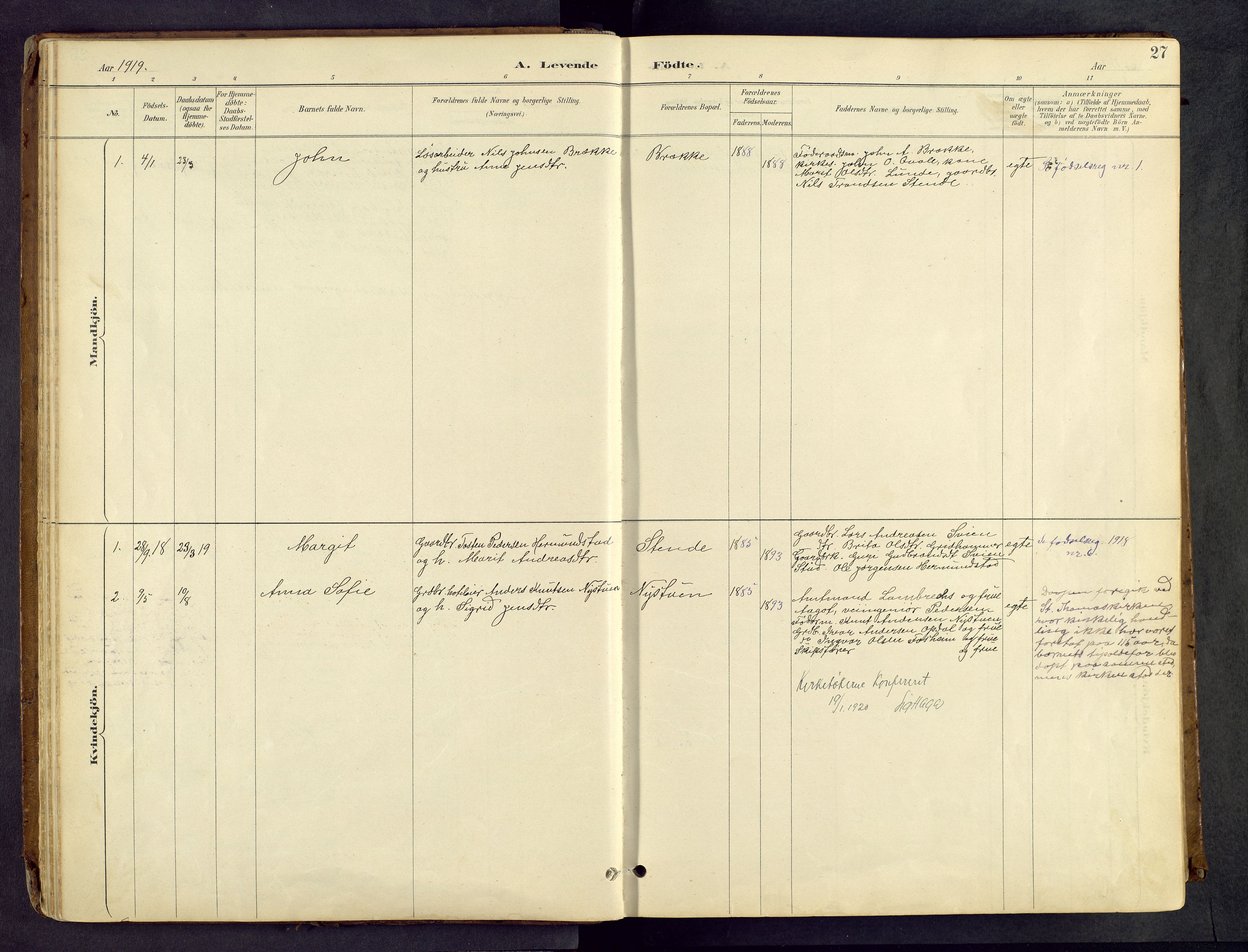 Vang prestekontor, Valdres, SAH/PREST-140/H/Hb/L0005: Parish register (copy) no. 5, 1889-1945, p. 27