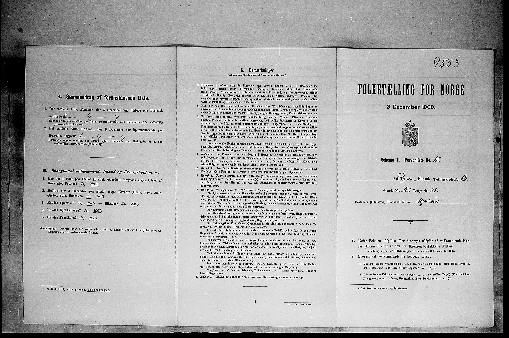 SAH, 1900 census for Tolga, 1900, p. 1220