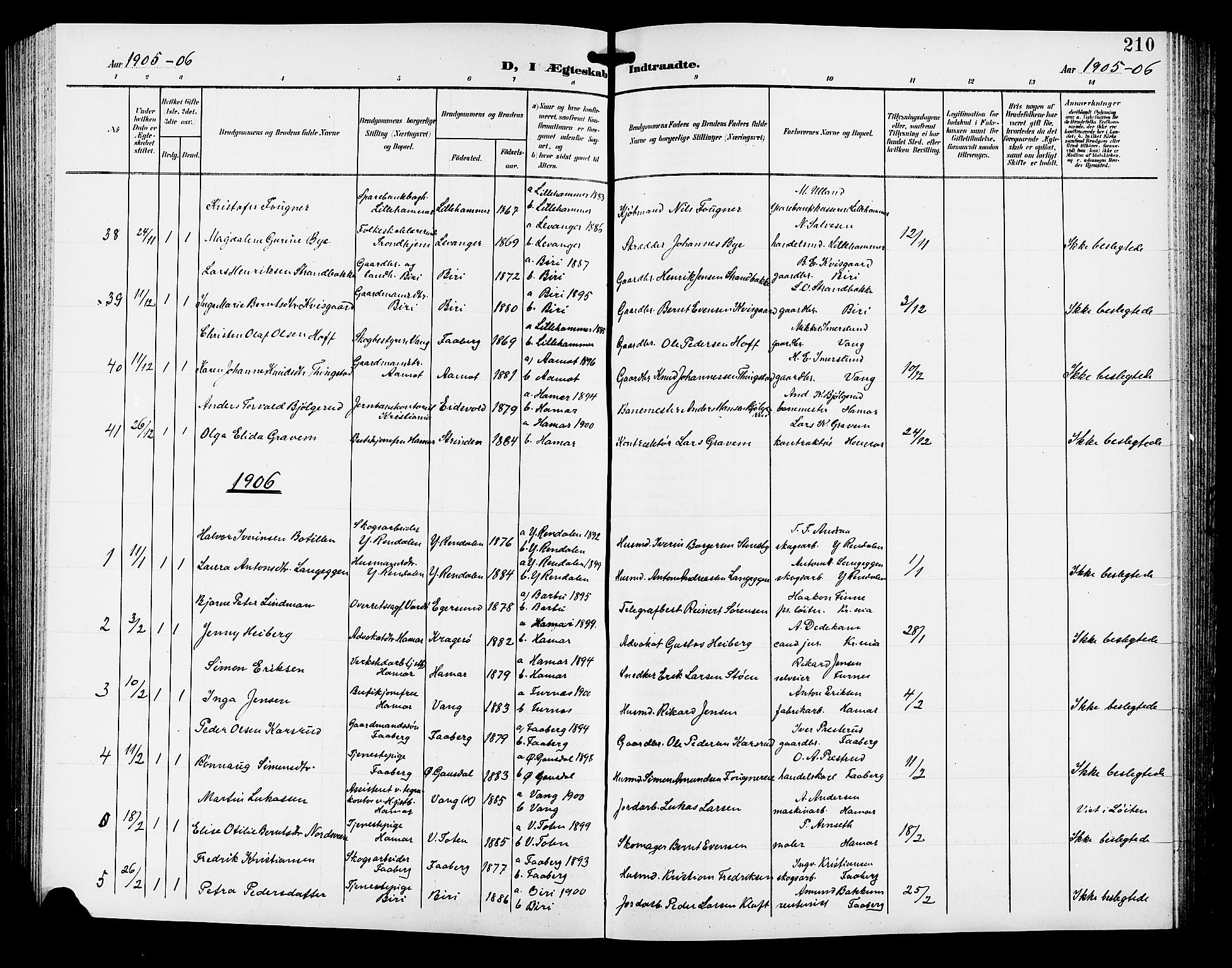 Hamar prestekontor, SAH/DOMPH-002/H/Ha/Hab/L0001: Parish register (copy) no. 1, 1899-1914, p. 210