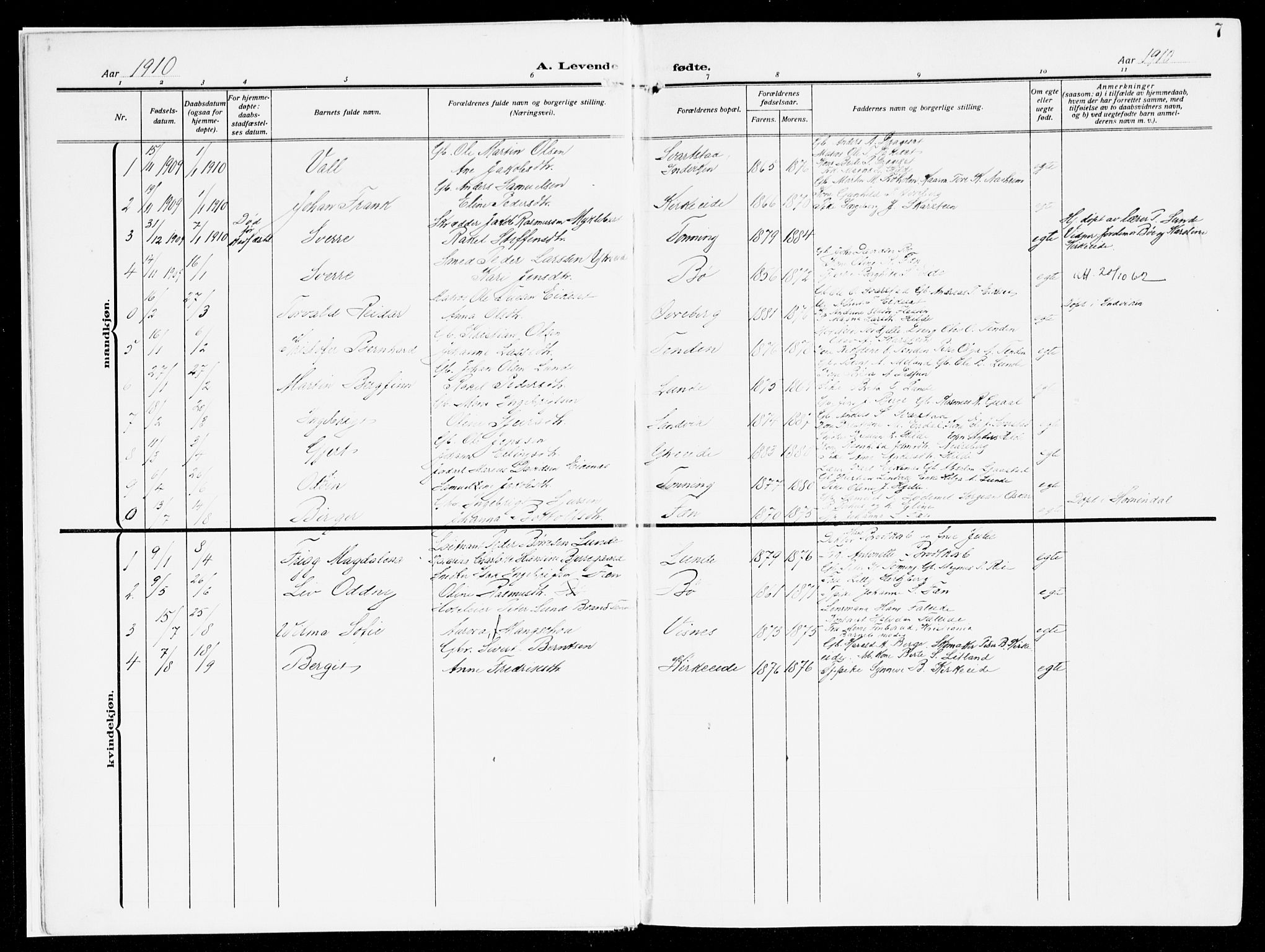 Stryn Sokneprestembete, AV/SAB-A-82501: Parish register (official) no. B 2, 1908-1936, p. 7