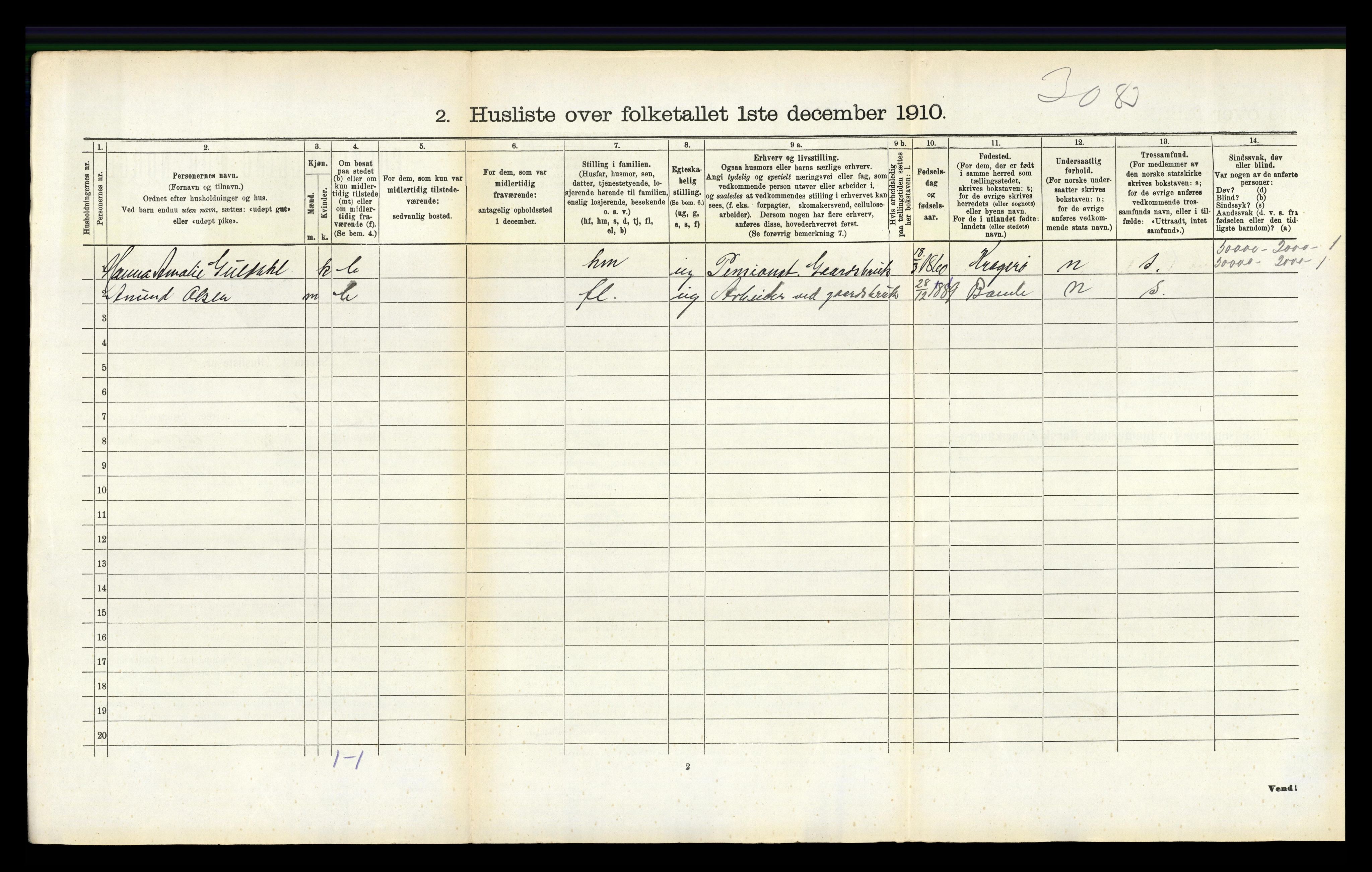 RA, 1910 census for Skåtøy, 1910, p. 1446