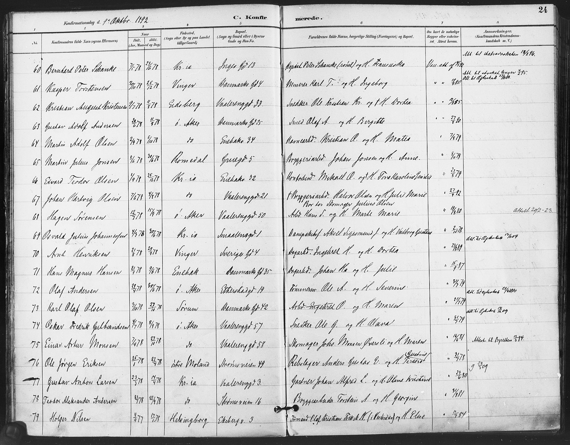 Gamlebyen prestekontor Kirkebøker, AV/SAO-A-10884/F/Fa/L0008: Parish register (official) no. 8, 1891-1908, p. 24