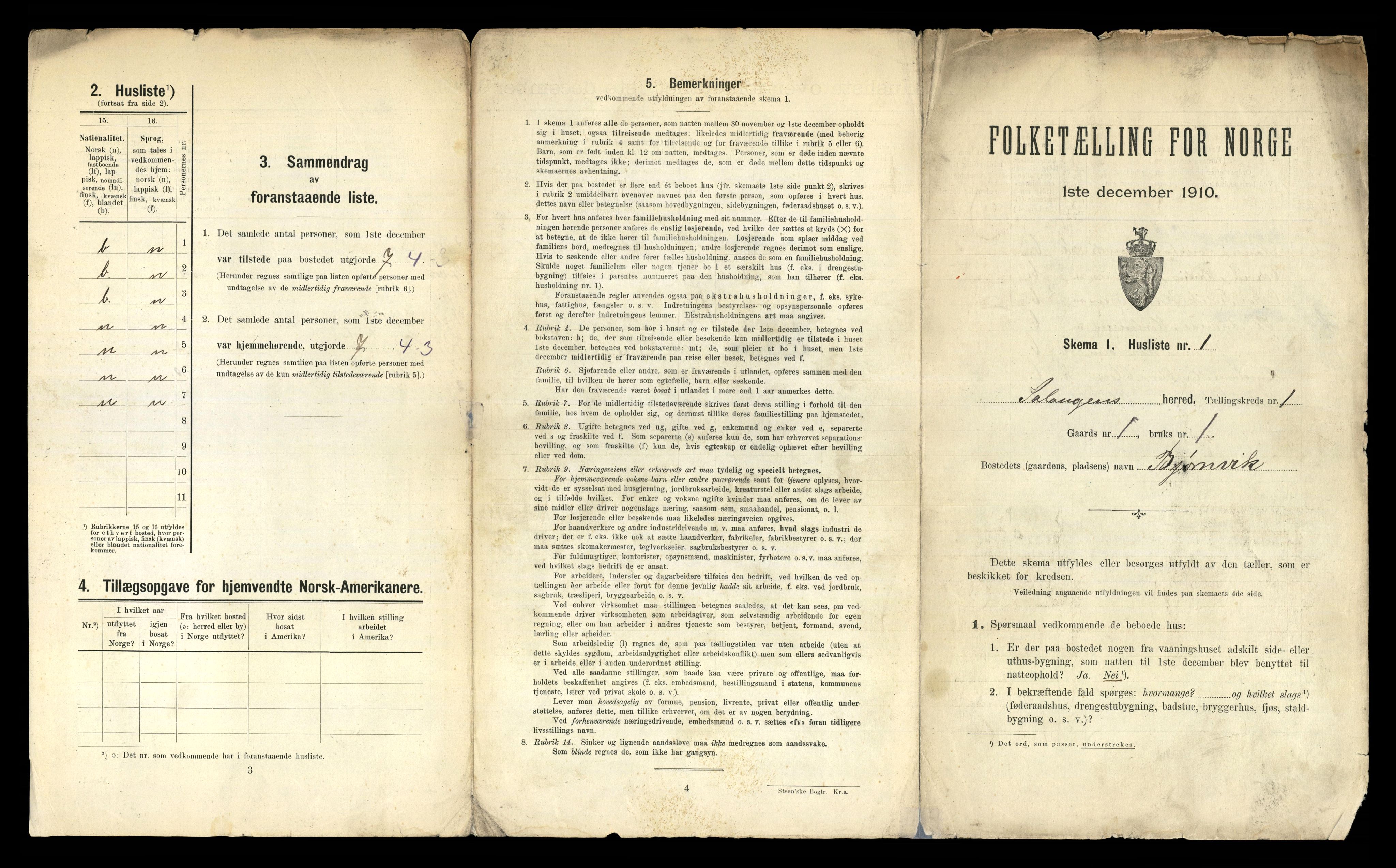 RA, 1910 census for Salangen, 1910, p. 55