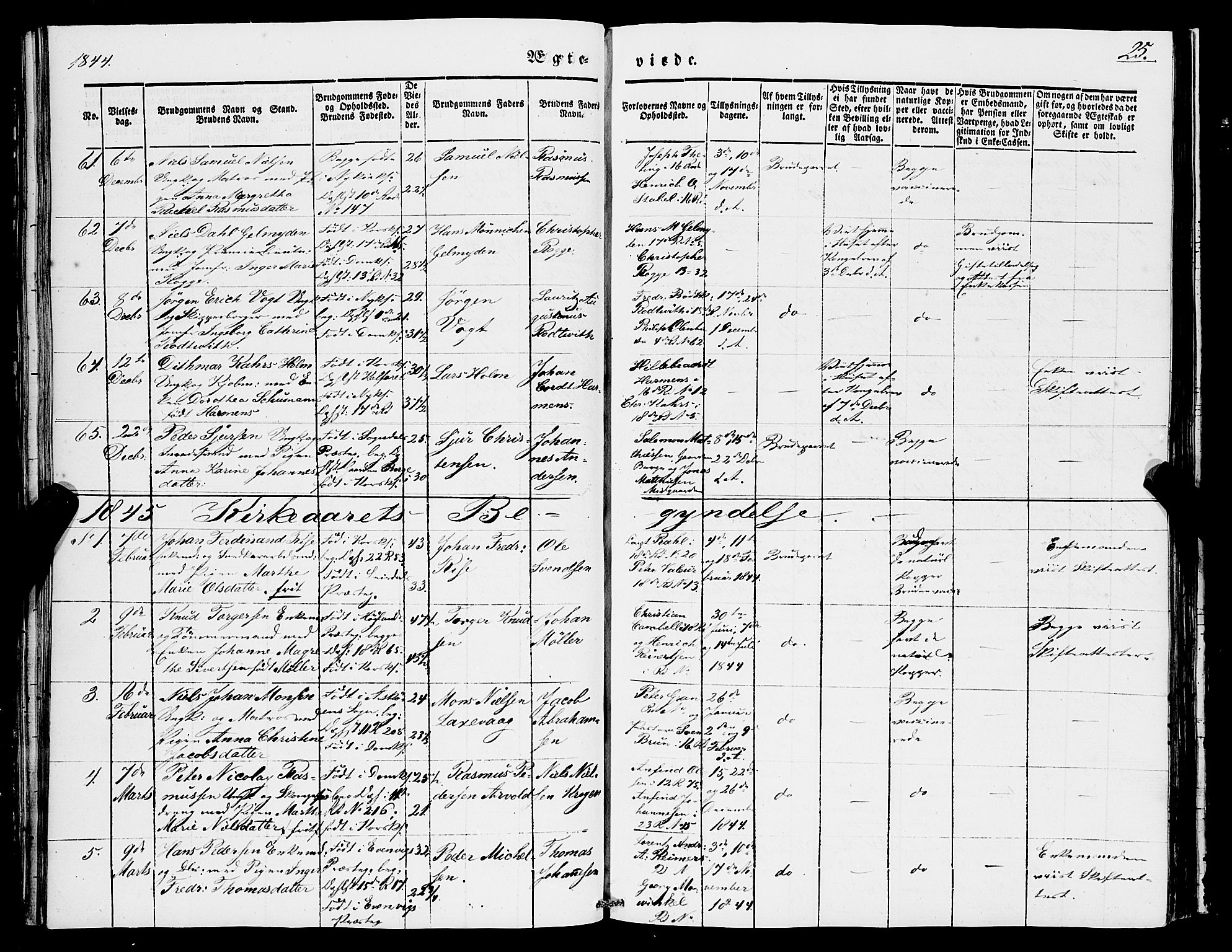 Domkirken sokneprestembete, SAB/A-74801/H/Haa/L0033: Parish register (official) no. D 1, 1841-1853, p. 25