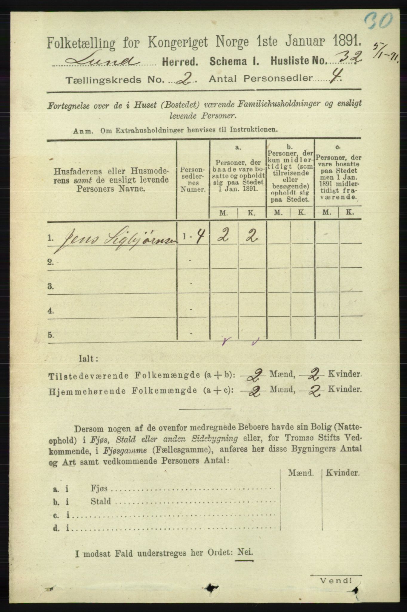 RA, 1891 census for 1112 Lund, 1891, p. 303