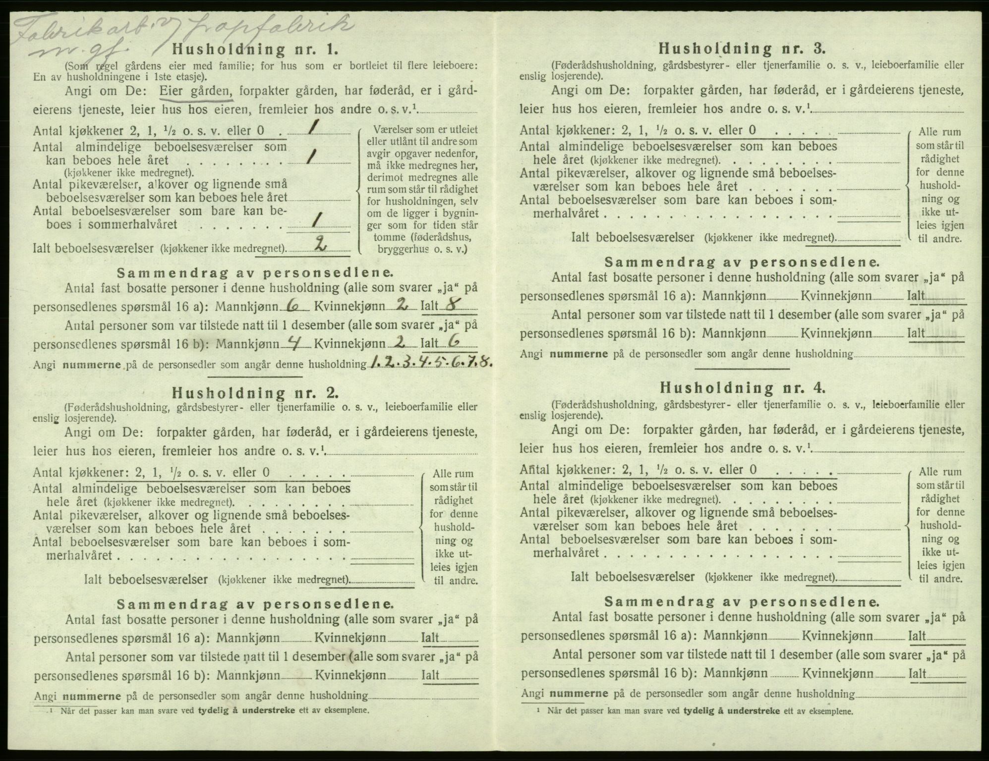 SAB, 1920 census for Tysnes, 1920, p. 1230