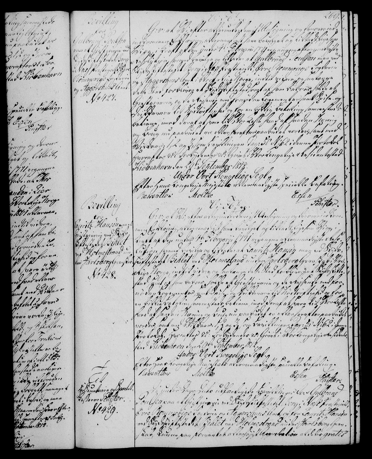 Rentekammeret, Kammerkanselliet, RA/EA-3111/G/Gg/Gga/L0020: Norsk ekspedisjonsprotokoll med register (merket RK 53.20), 1811-1814, p. 269