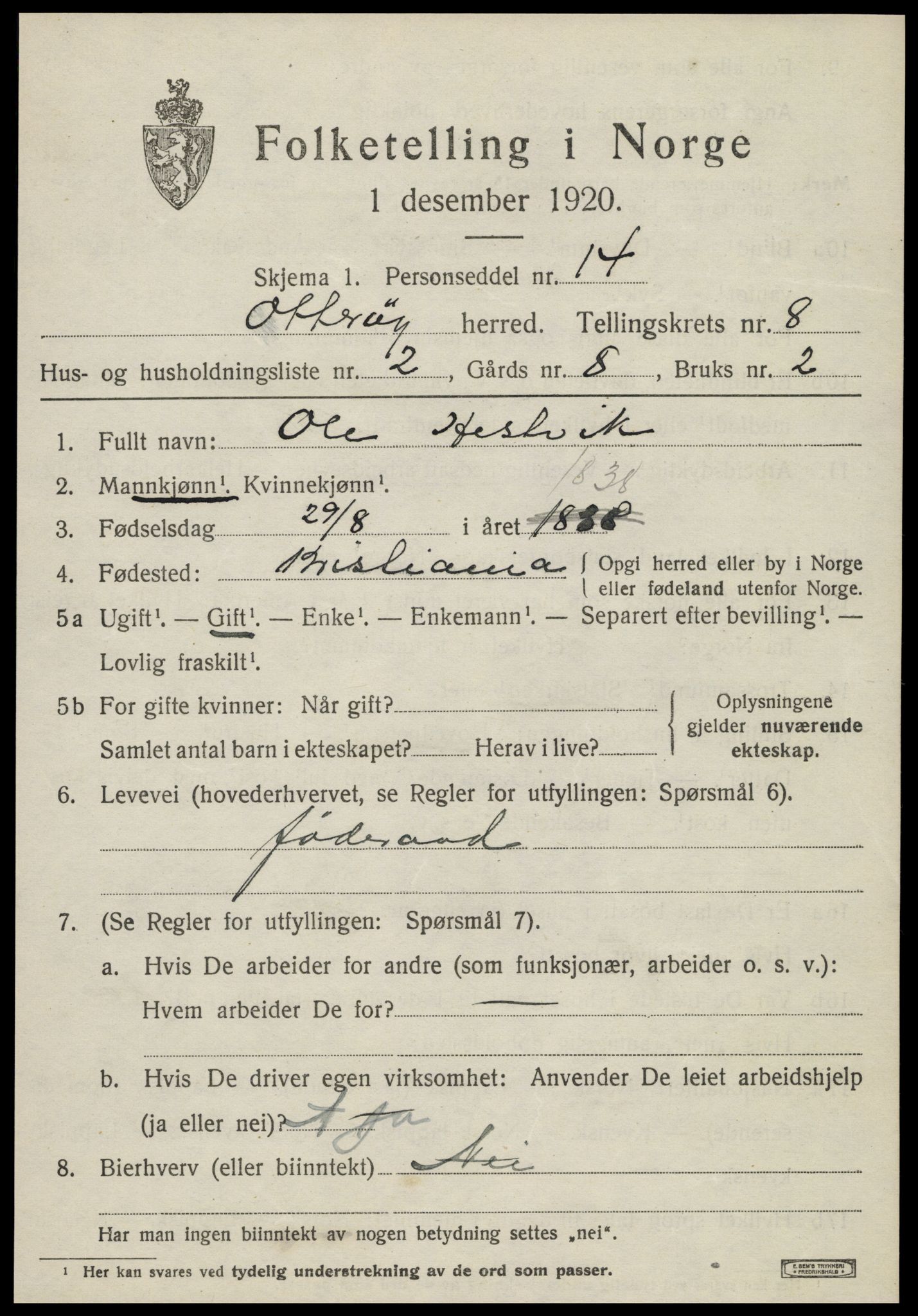 SAT, 1920 census for Otterøy, 1920, p. 2963