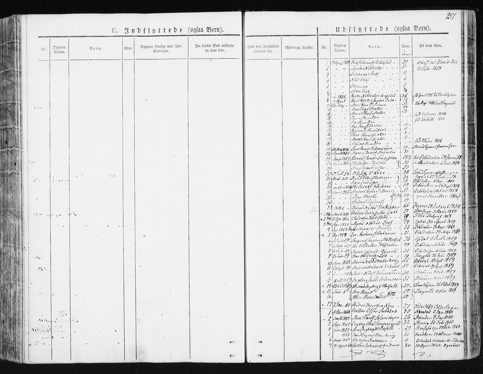 Ministerialprotokoller, klokkerbøker og fødselsregistre - Sør-Trøndelag, SAT/A-1456/672/L0855: Parish register (official) no. 672A07, 1829-1860, p. 257