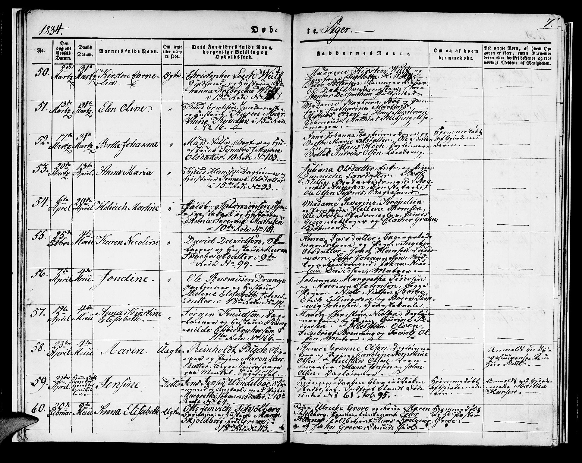 Domkirken sokneprestembete, SAB/A-74801/H/Haa/L0014: Parish register (official) no. A 13, 1830-1837, p. 7