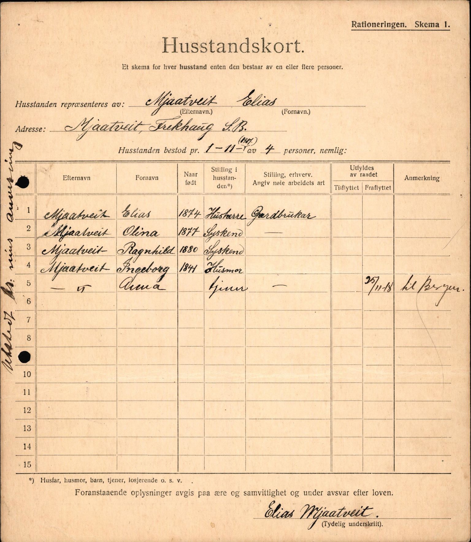 IKAH, Meland kommune, Provianteringsrådet, Husstander per 01.11.1917, 1917-1918, p. 243