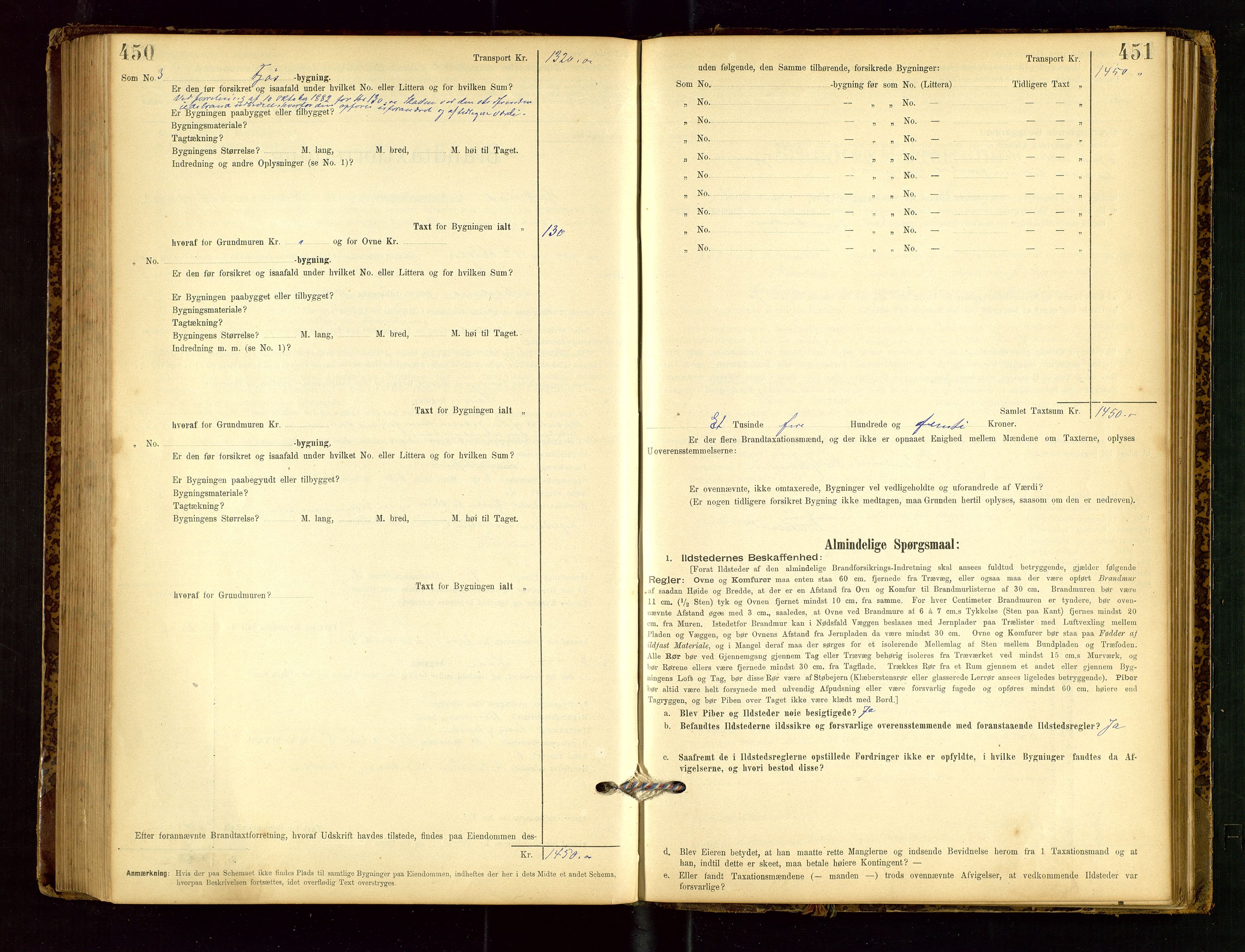 Heskestad lensmannskontor, SAST/A-100304/Gob/L0001: "Brandtaxationsprotokol", 1894-1915, p. 450-451